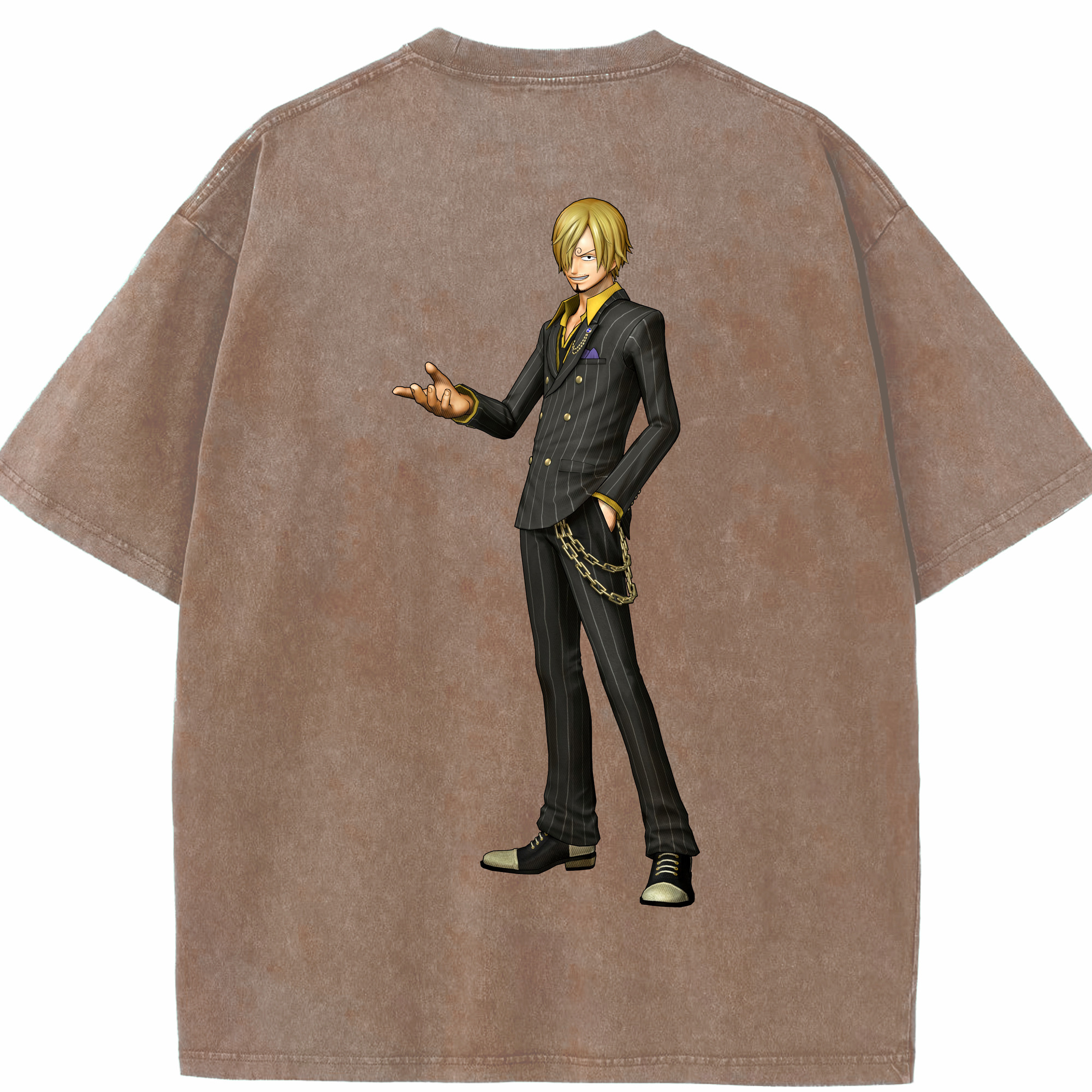 ワンピース サンジ ONE PIECE Sanji 綿100% ヴィンテージ風 半袖Tシャツ（背面プリント）