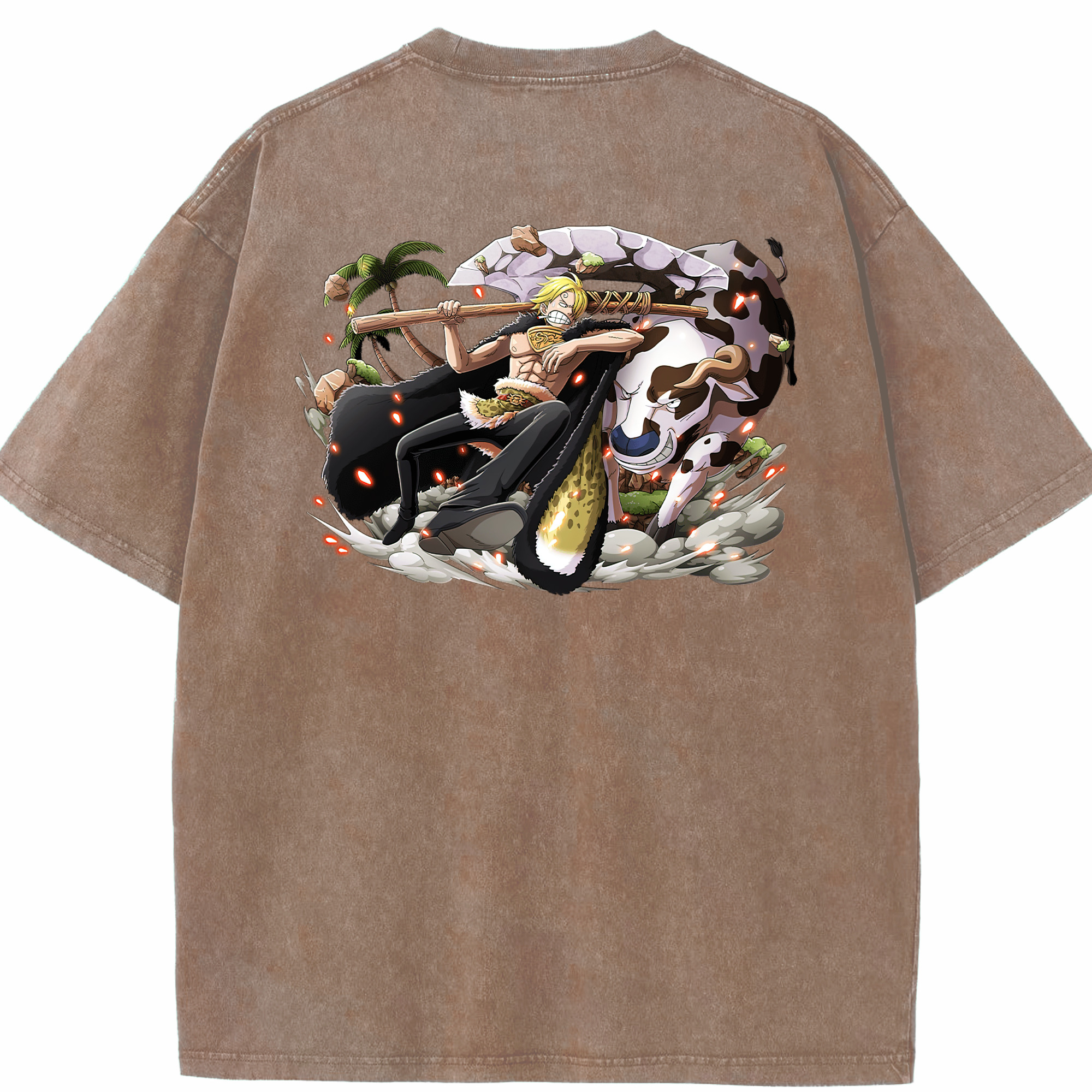 ワンピース サンジ ONE PIECE Sanji 綿100% ヴィンテージ風 半袖Tシャツ（背面プリント）