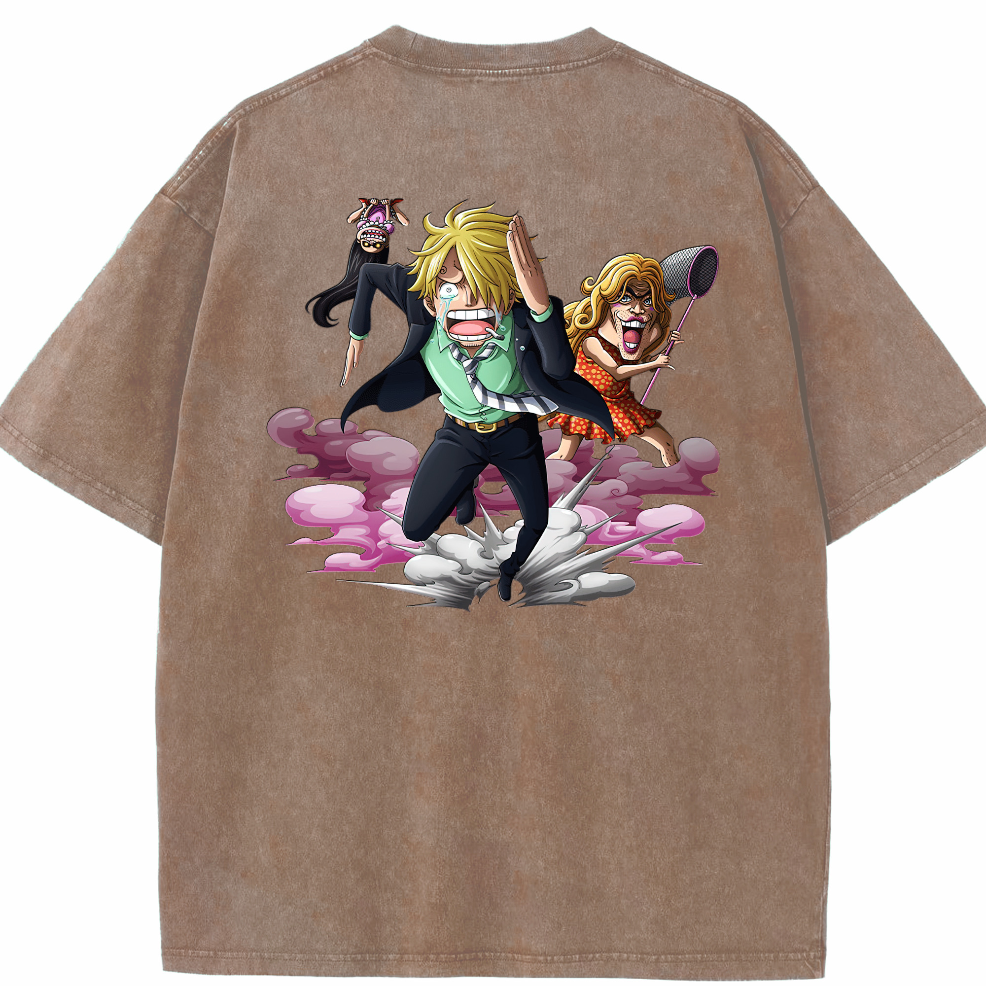 ワンピース サンジ ONE PIECE Sanji 綿100% ヴィンテージ風 半袖Tシャツ（背面プリント）