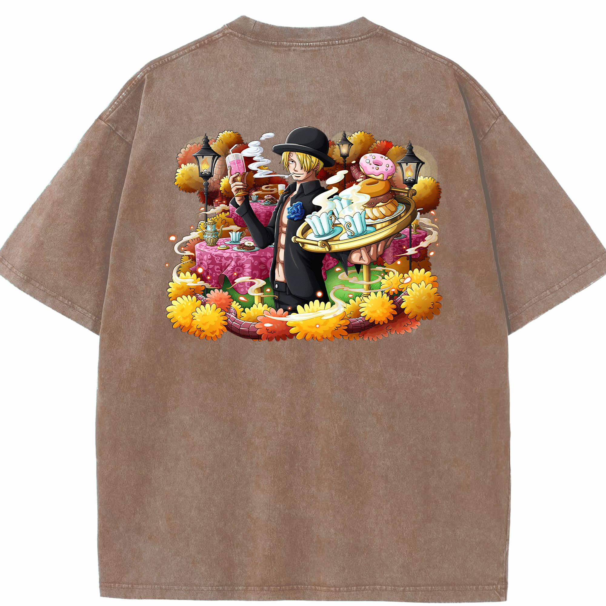 ワンピース サンジ ONE PIECE Sanji 綿100% ヴィンテージ風 半袖Tシャツ（背面プリント）