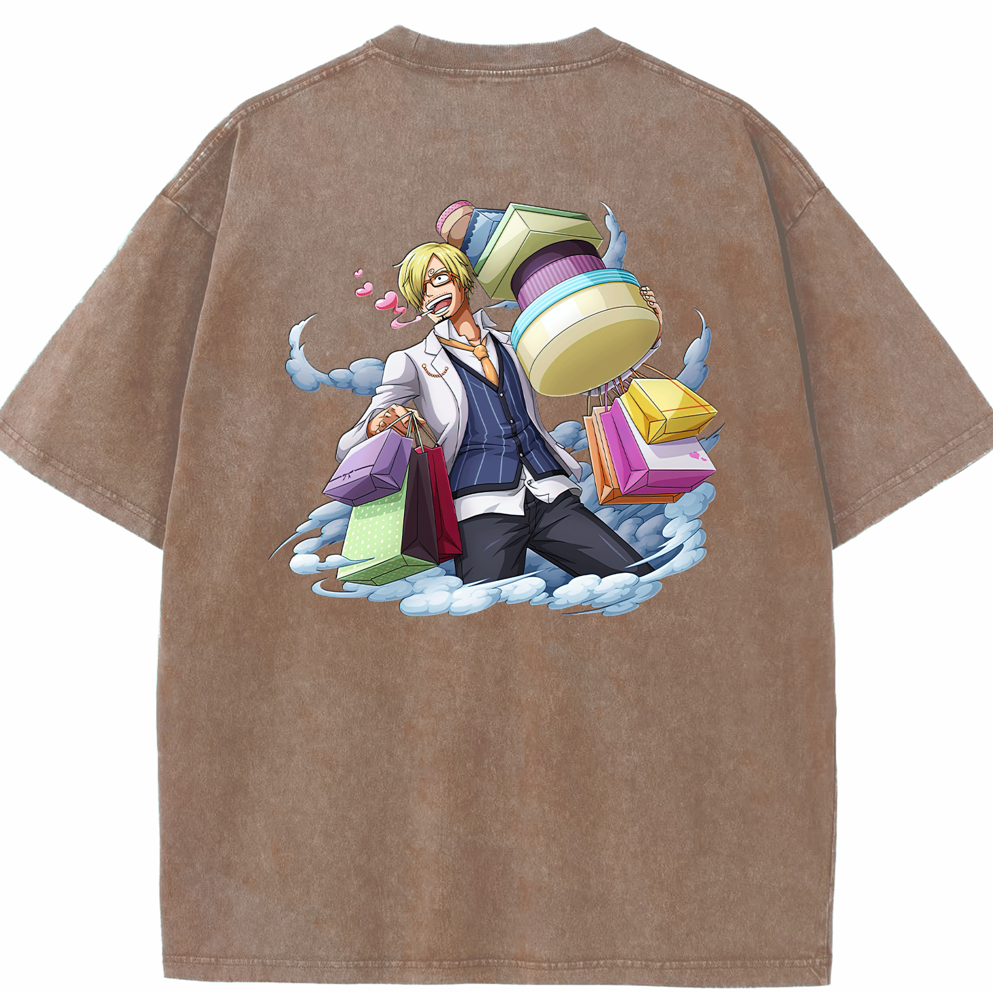 （画像用） ワンピース サンジ ONE PIECE Sanji 綿100% ヴィンテージ風 半袖Tシャツ（背面プリント）