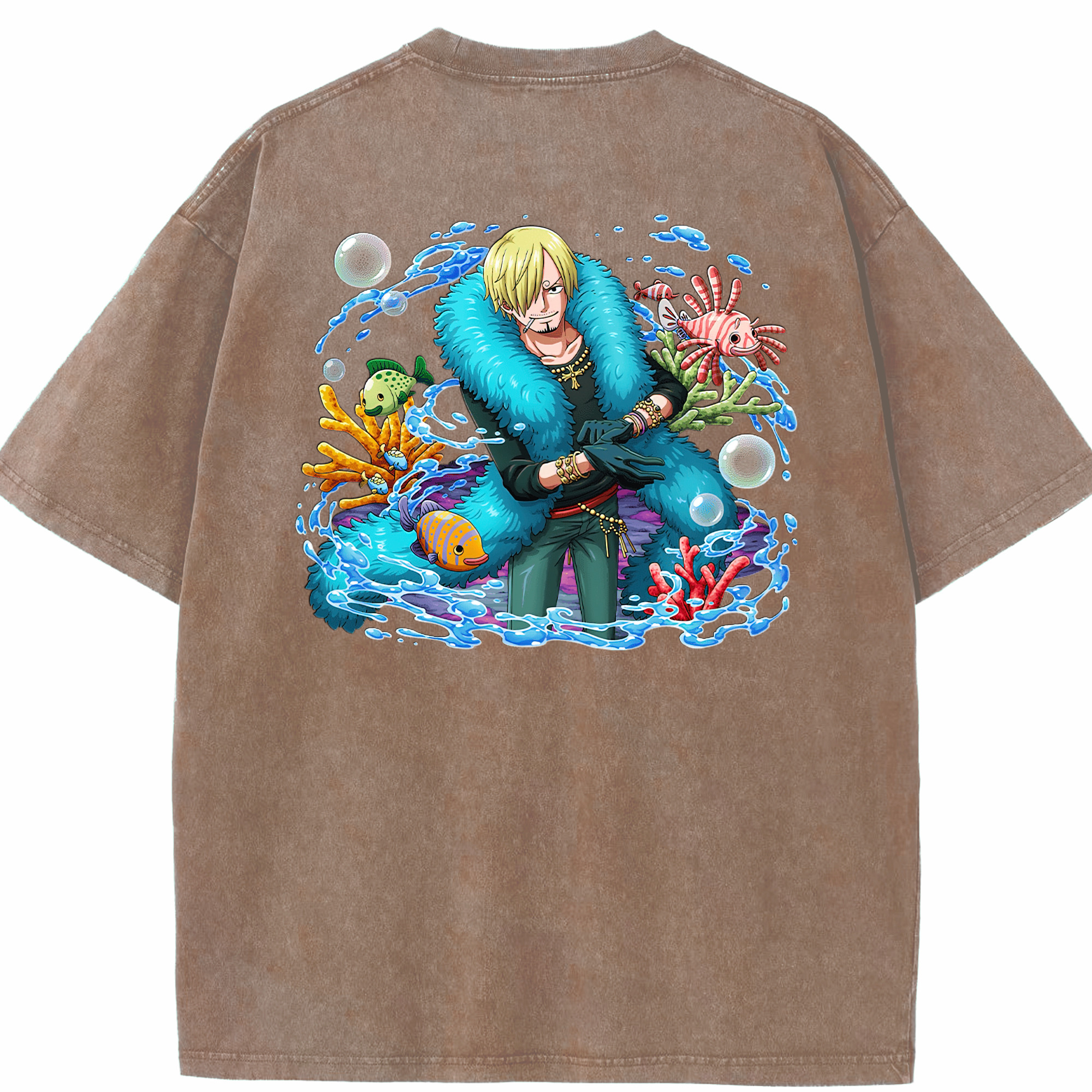 ワンピース サンジ ONE PIECE Sanji 綿100% ヴィンテージ風 半袖Tシャツ（背面プリント）