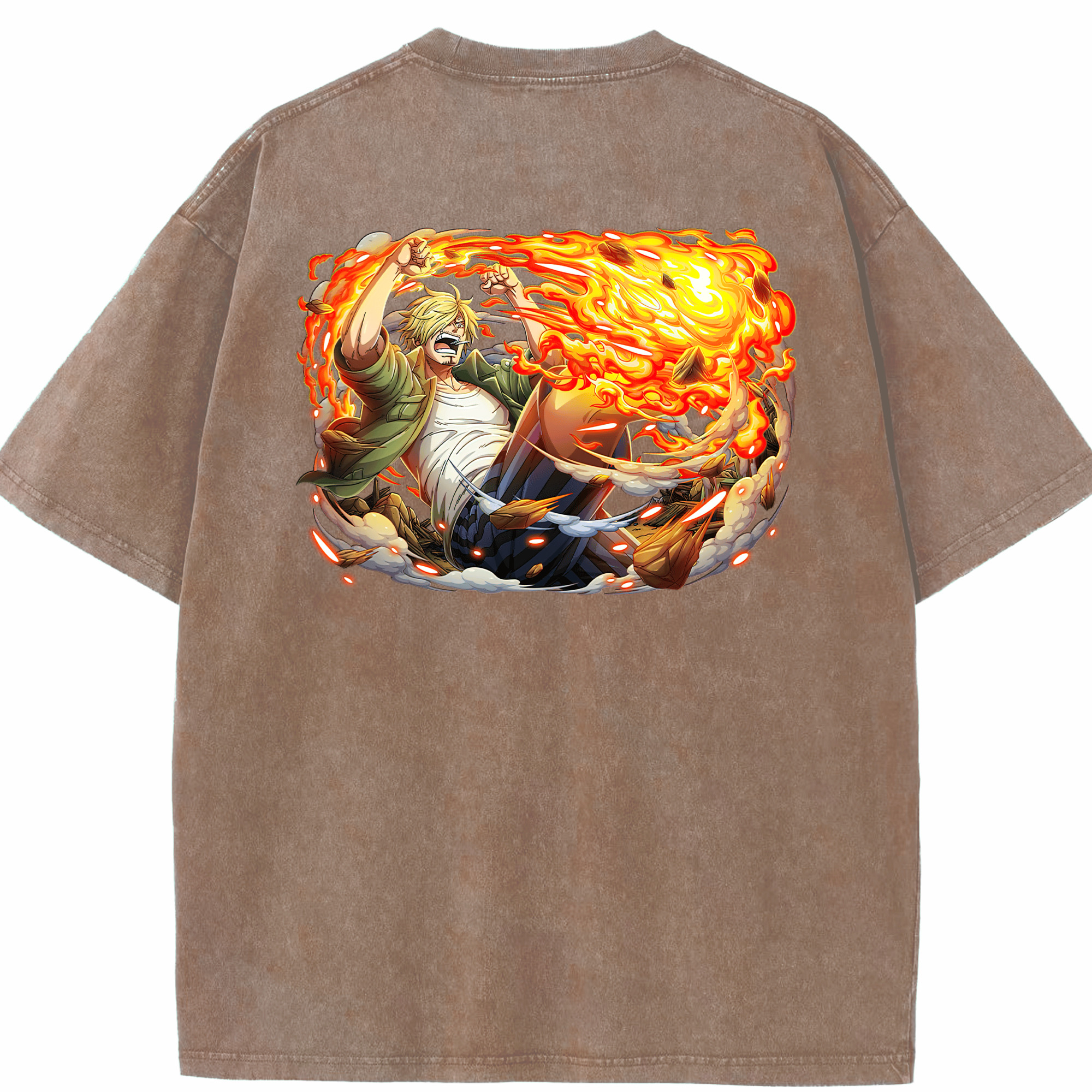ワンピース サンジ ONE PIECE Sanji 綿100% ヴィンテージ風 半袖Tシャツ（背面プリント）