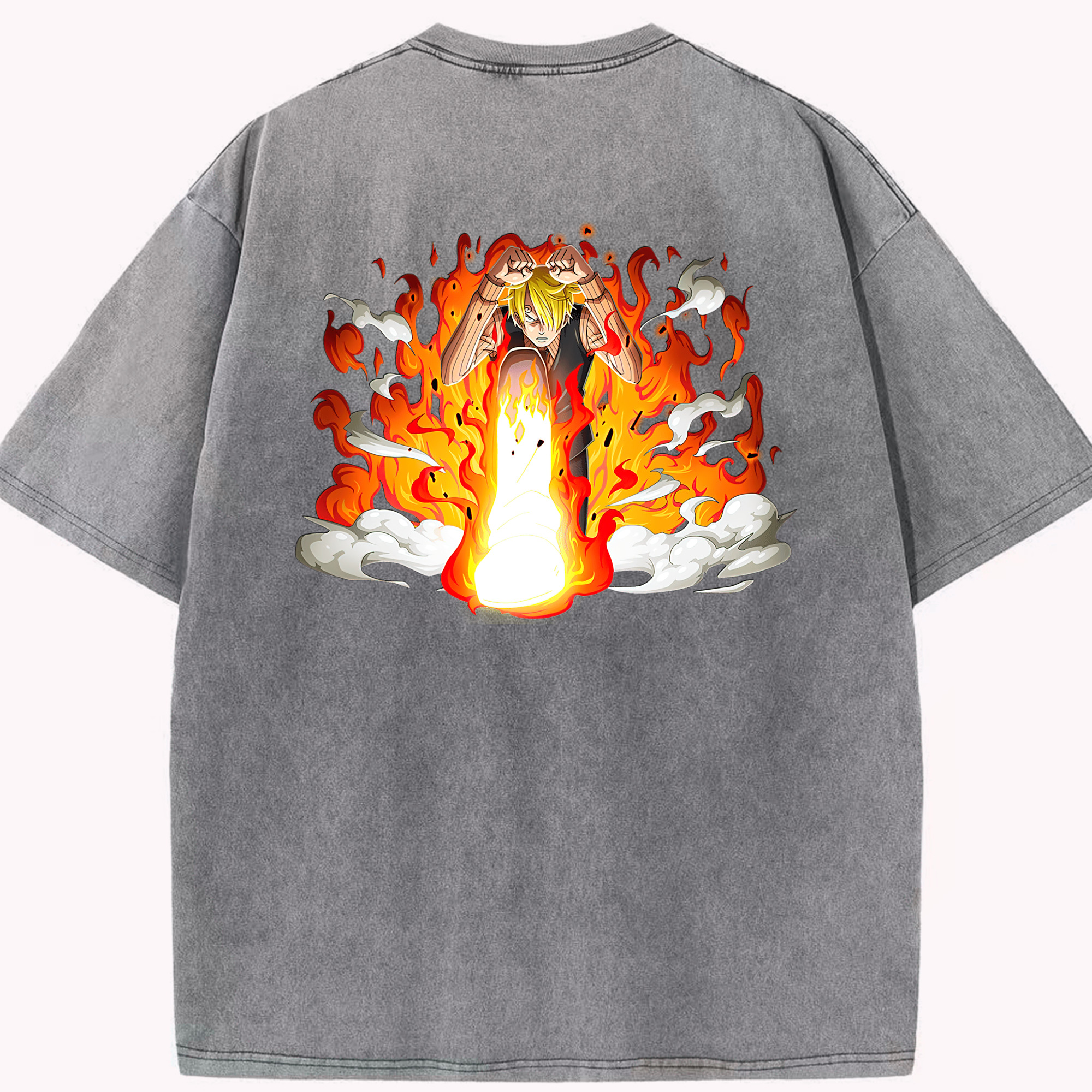 ワンピース サンジ ONE PIECE Sanji 綿100% ヴィンテージ風 半袖Tシャツ（背面プリント）