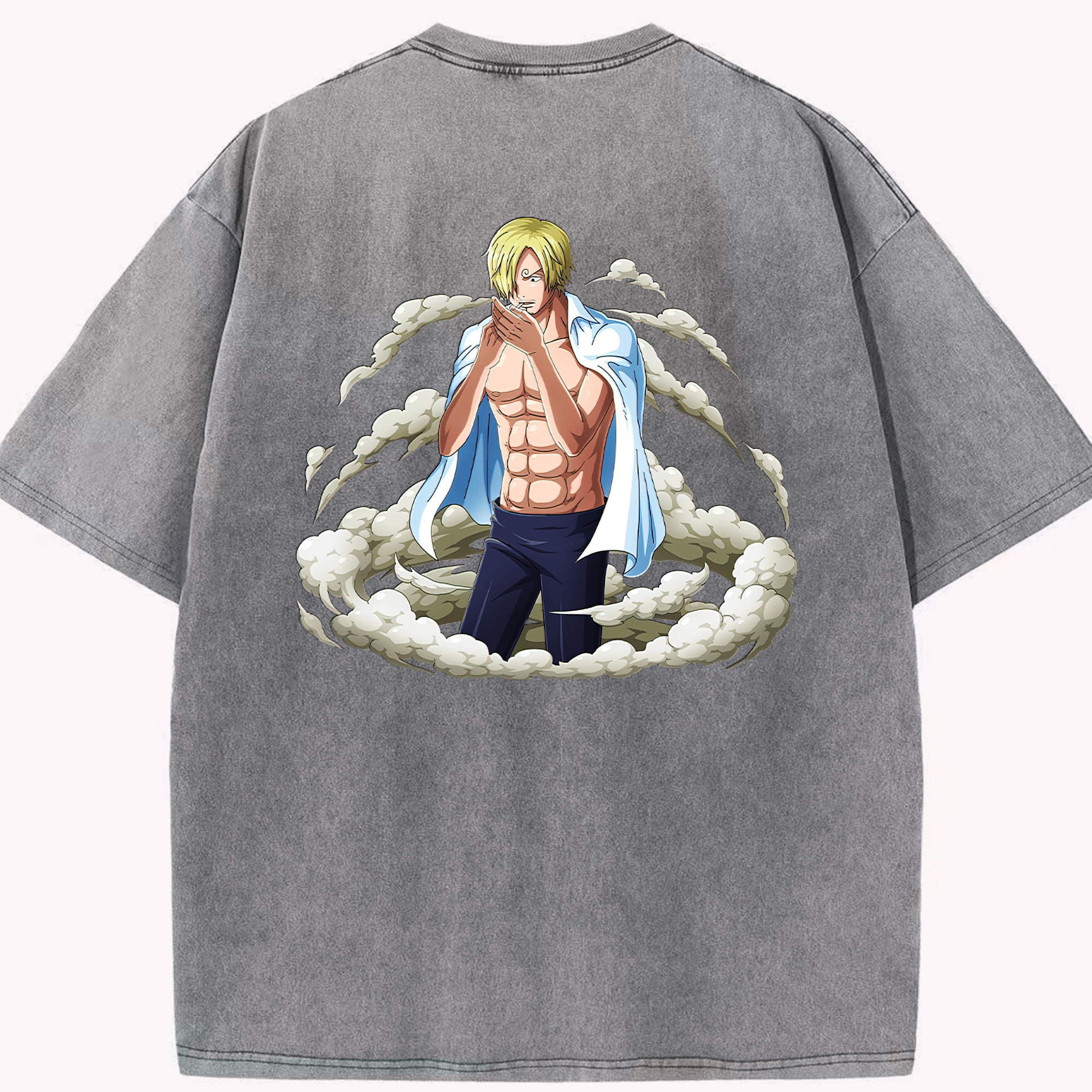 ワンピース サンジ ONE PIECE Sanji 綿100% ヴィンテージ風 半袖Tシャツ（背面プリント）