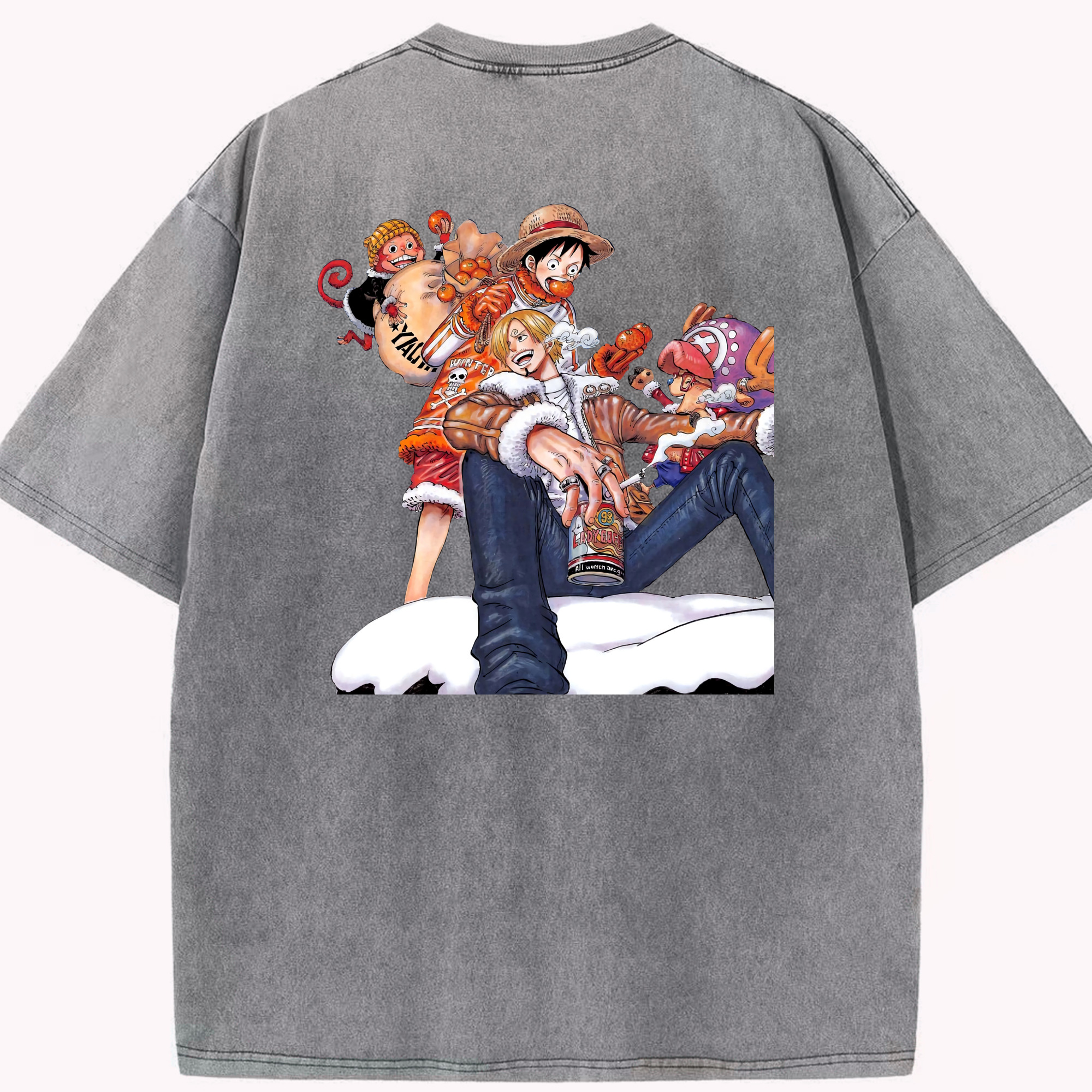 ワンピース サンジ ONE PIECE Sanji 綿100% ヴィンテージ風 半袖Tシャツ（背面プリント）
