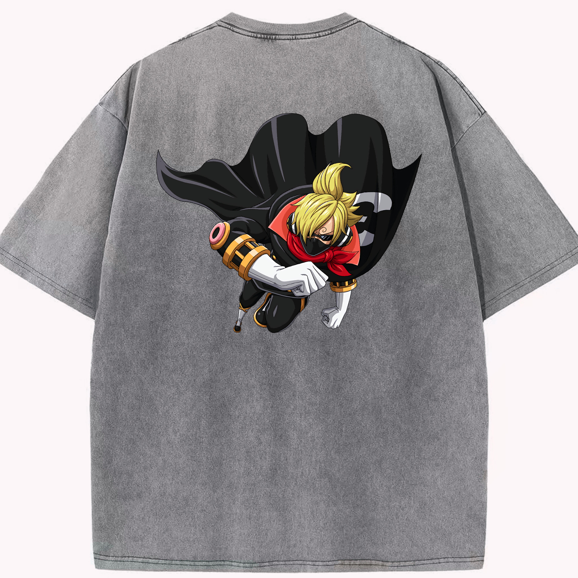 ワンピース サンジ ONE PIECE Sanji 綿100% ヴィンテージ風 半袖Tシャツ（背面プリント）