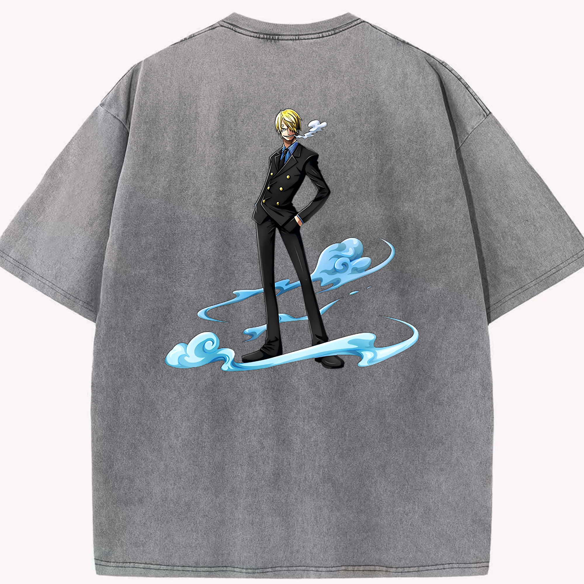 ワンピース サンジ ONE PIECE Sanji 綿100% ヴィンテージ風 半袖Tシャツ（背面プリント）