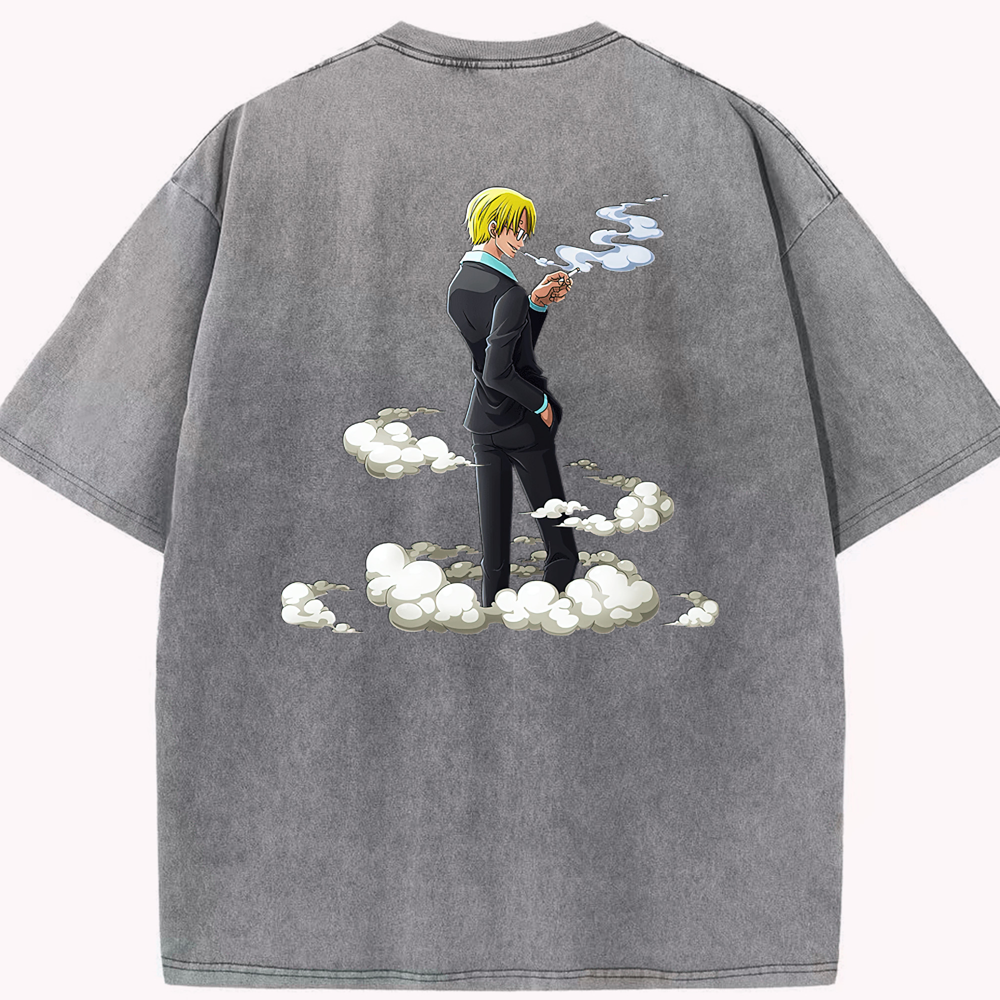 ワンピース サンジ ONE PIECE Sanji 綿100% ヴィンテージ風 半袖Tシャツ（背面プリント）