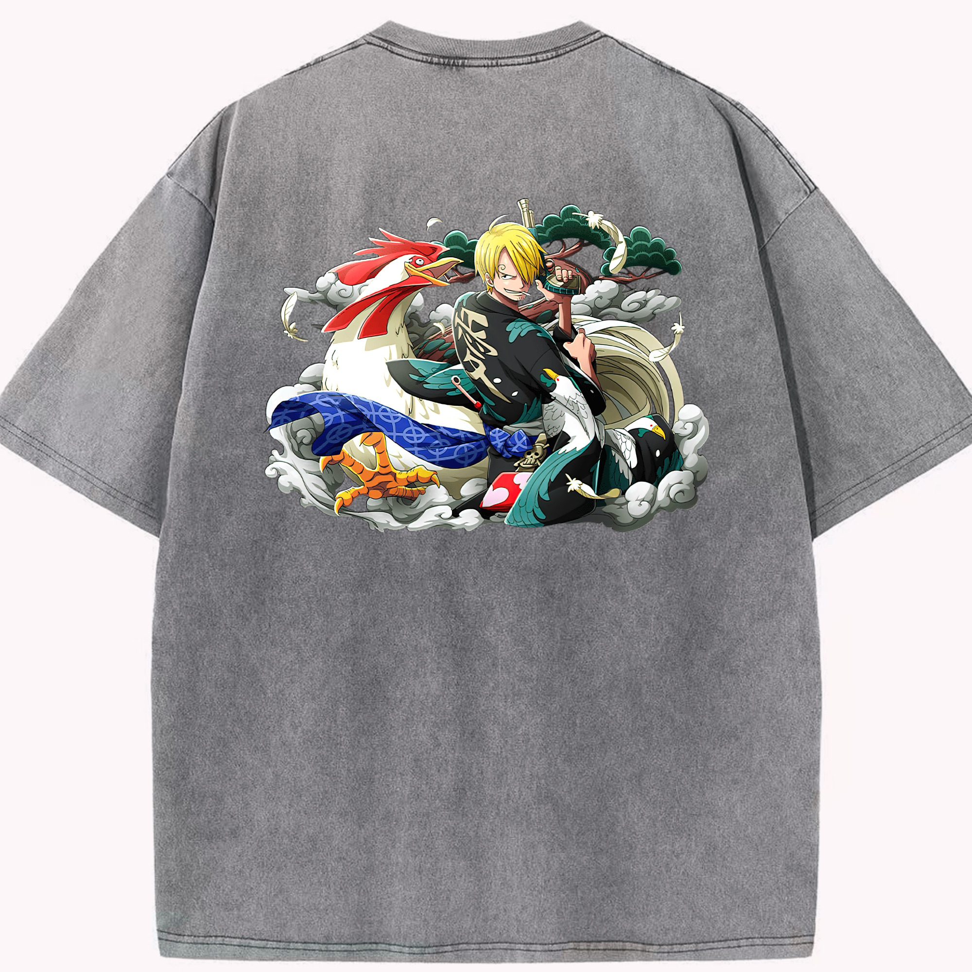 ワンピース サンジ ONE PIECE Sanji 綿100% ヴィンテージ風 半袖Tシャツ（背面プリント）
