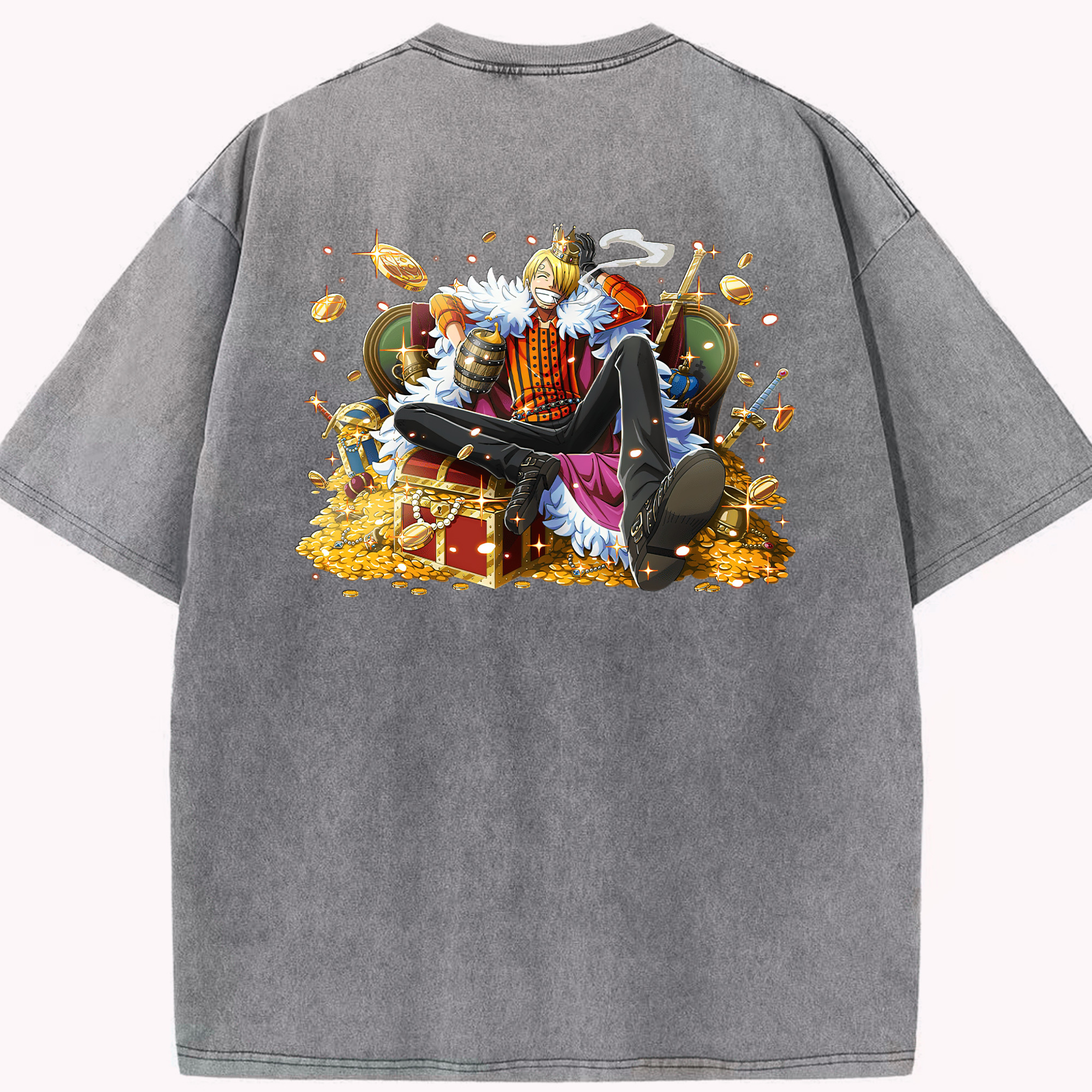 ワンピース サンジ ONE PIECE Sanji 綿100% ヴィンテージ風 半袖Tシャツ（背面プリント）