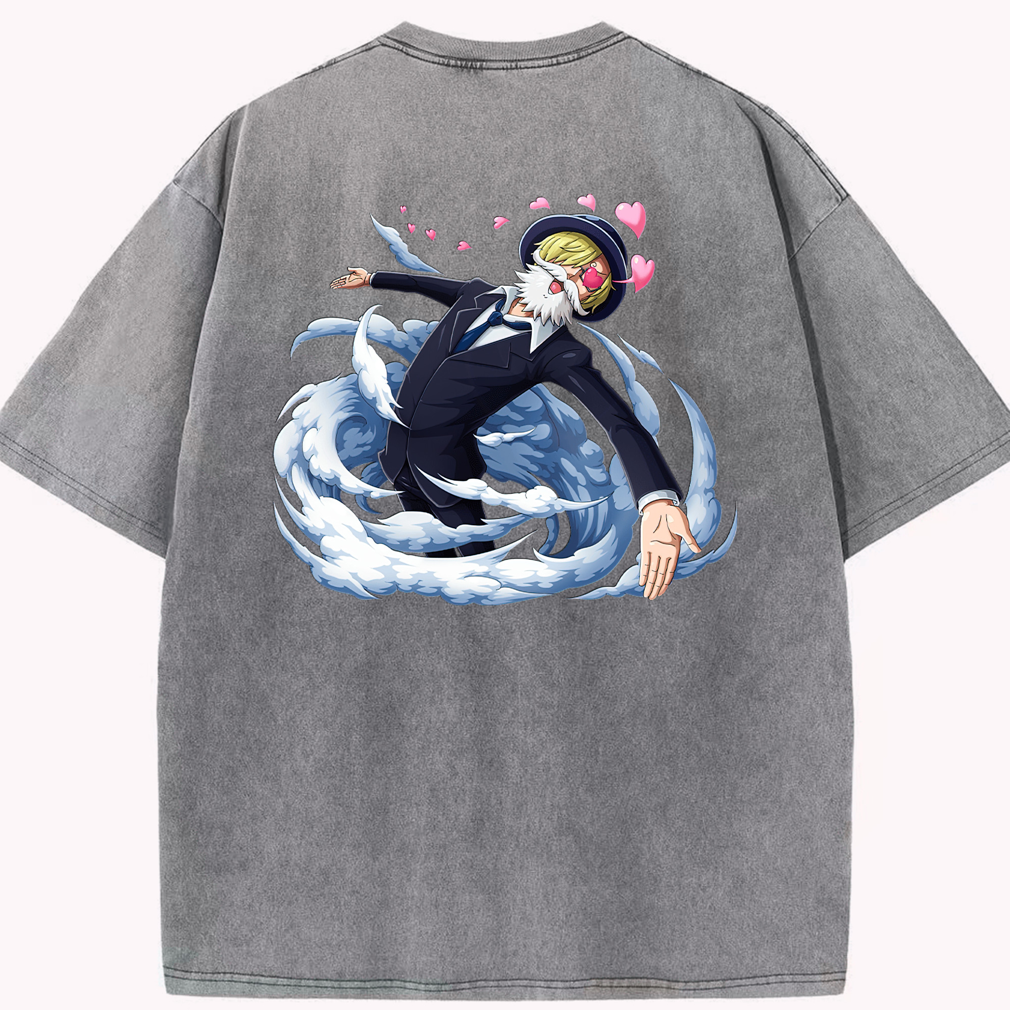 ワンピース サンジ ONE PIECE Sanji 綿100% ヴィンテージ風 半袖Tシャツ（背面プリント）