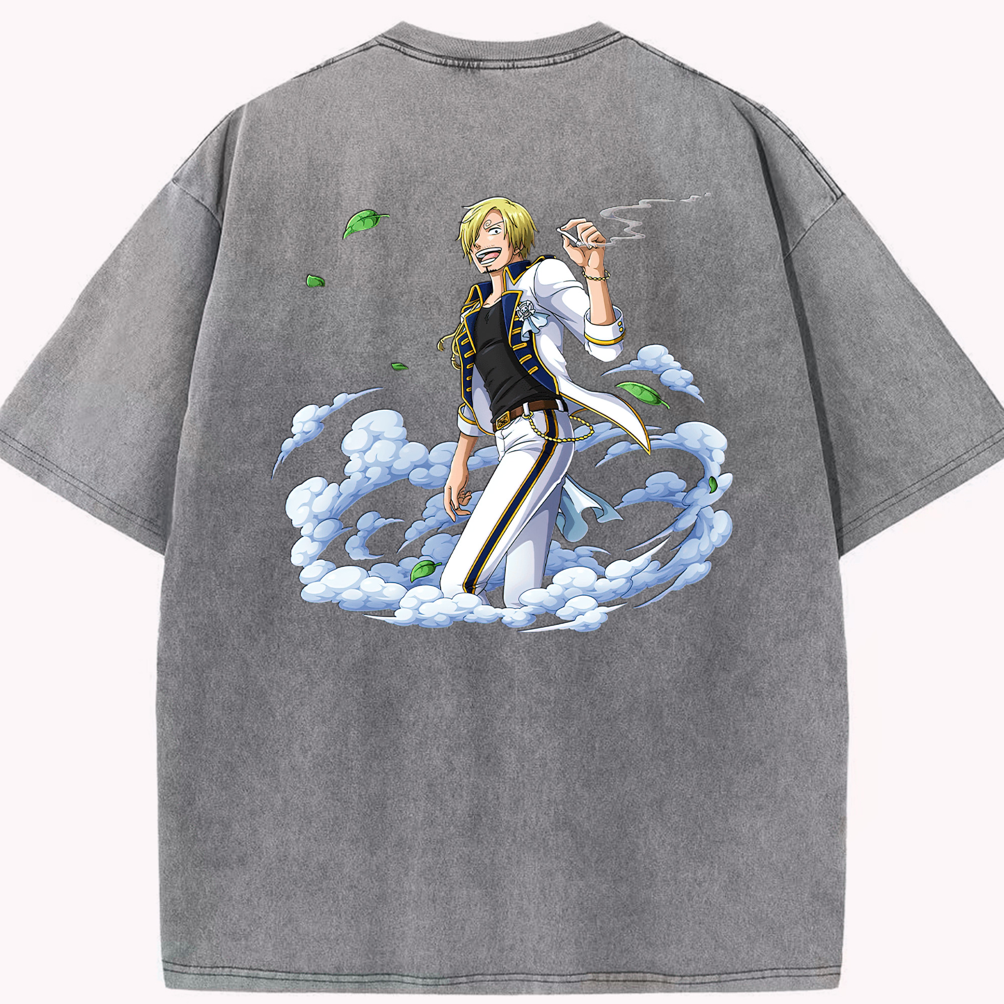 ワンピース サンジ ONE PIECE Sanji 綿100% ヴィンテージ風 半袖Tシャツ（背面プリント）