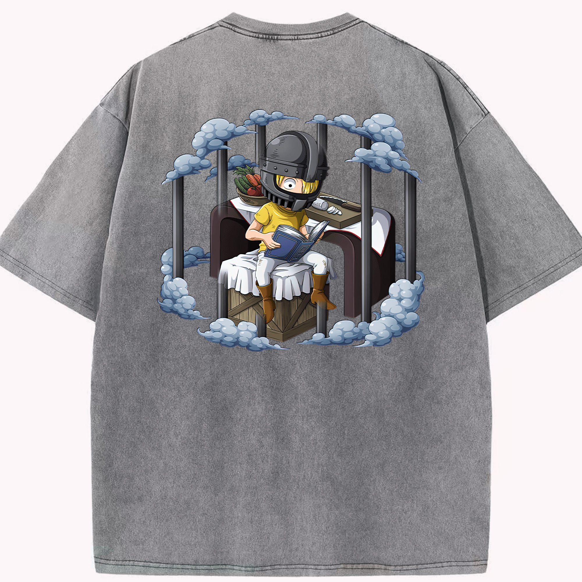 ワンピース サンジ ONE PIECE Sanji 綿100% ヴィンテージ風 半袖Tシャツ（背面プリント）