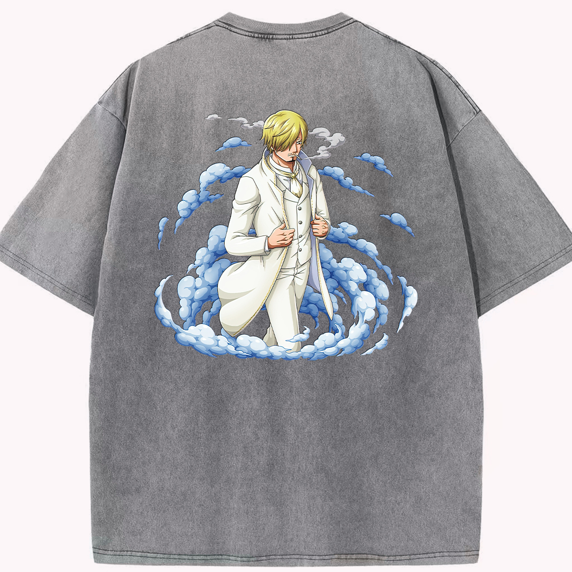 ワンピース サンジ ONE PIECE Sanji 綿100% ヴィンテージ風 半袖Tシャツ（背面プリント）