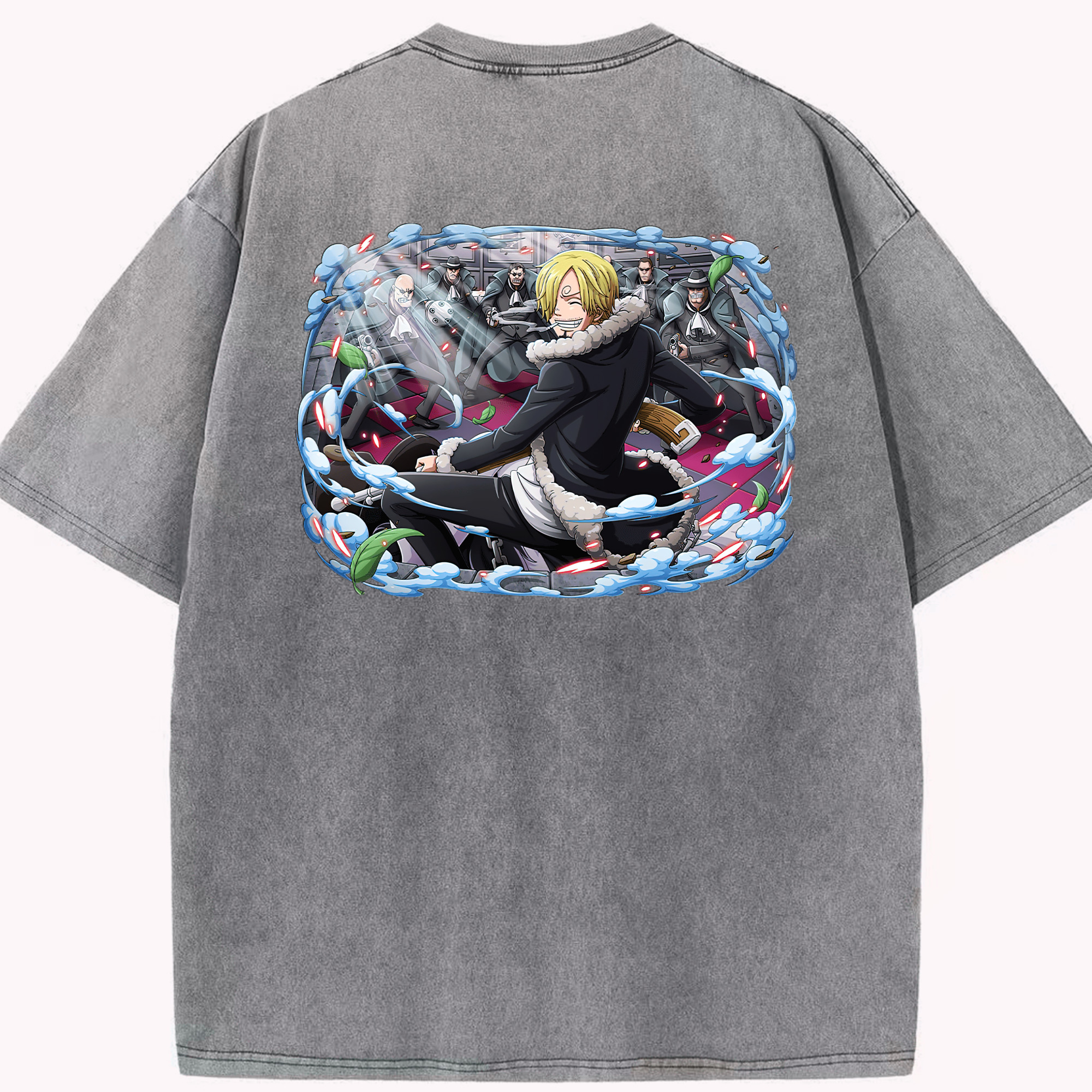 ワンピース サンジ ONE PIECE Sanji 綿100% ヴィンテージ風 半袖Tシャツ（背面プリント）