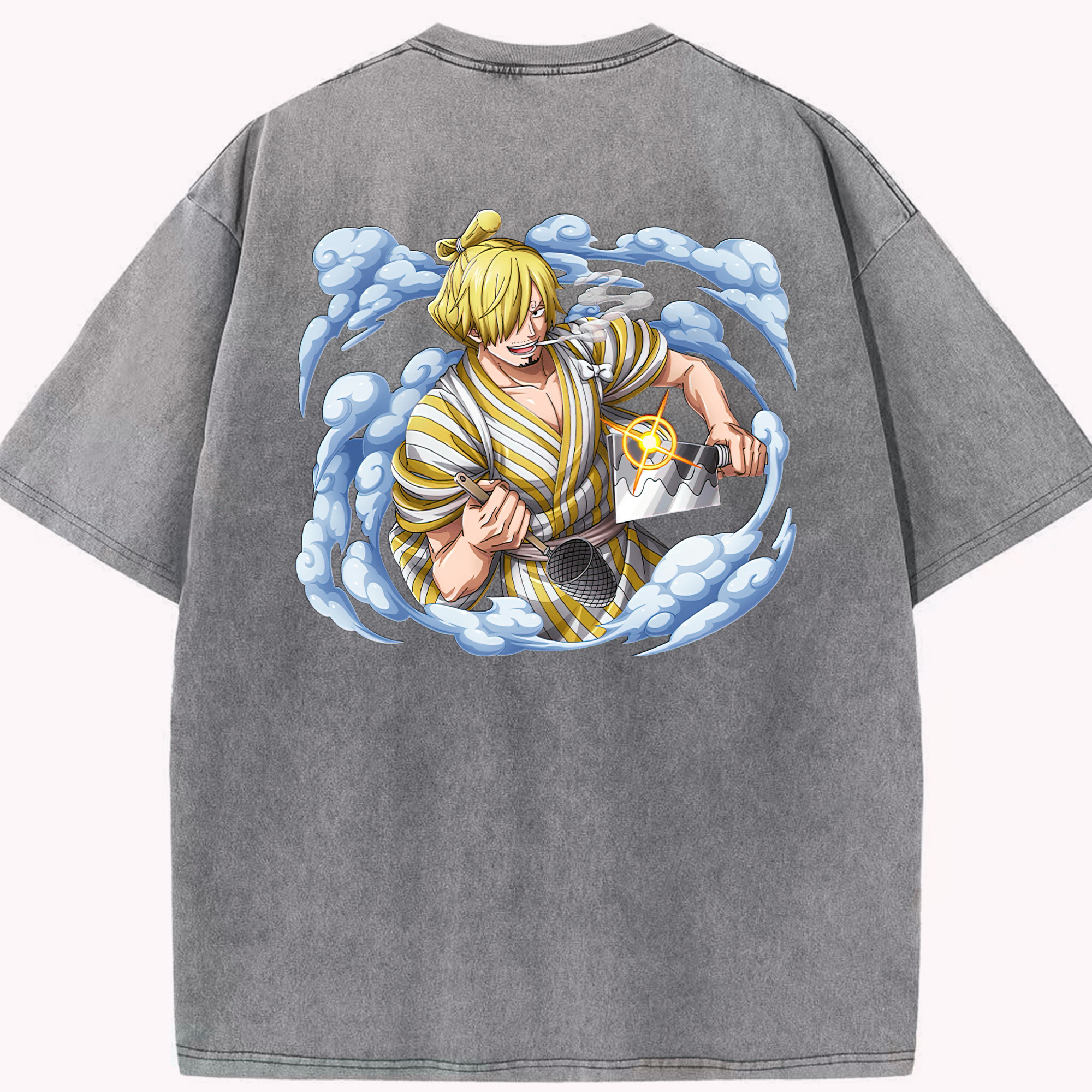 ワンピース サンジ ONE PIECE Sanji 綿100% ヴィンテージ風 半袖Tシャツ（背面プリント）