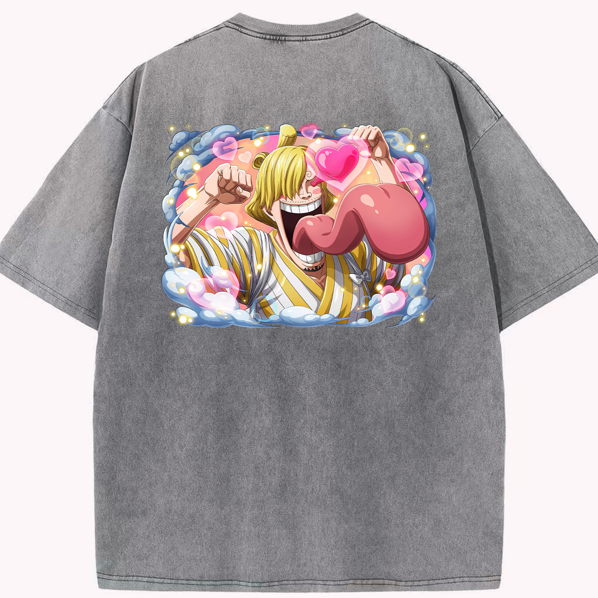 ワンピース サンジ ONE PIECE Sanji 綿100% ヴィンテージ風 半袖Tシャツ（背面プリント）