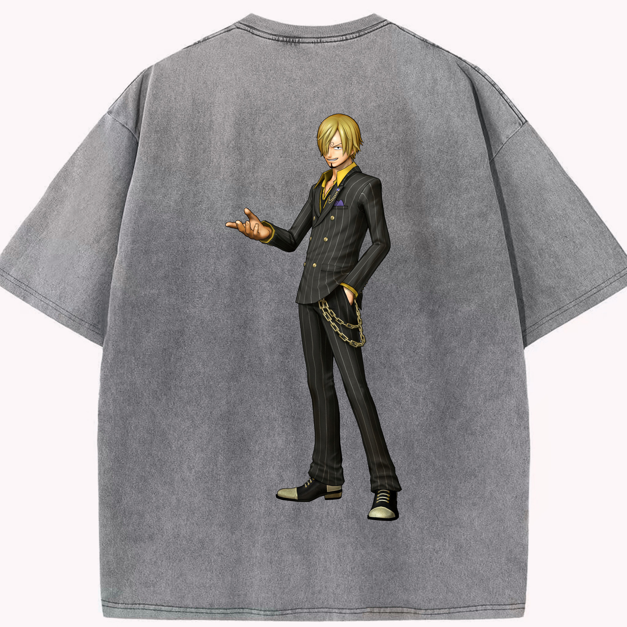 ワンピース サンジ ONE PIECE Sanji 綿100% ヴィンテージ風 半袖Tシャツ（背面プリント）