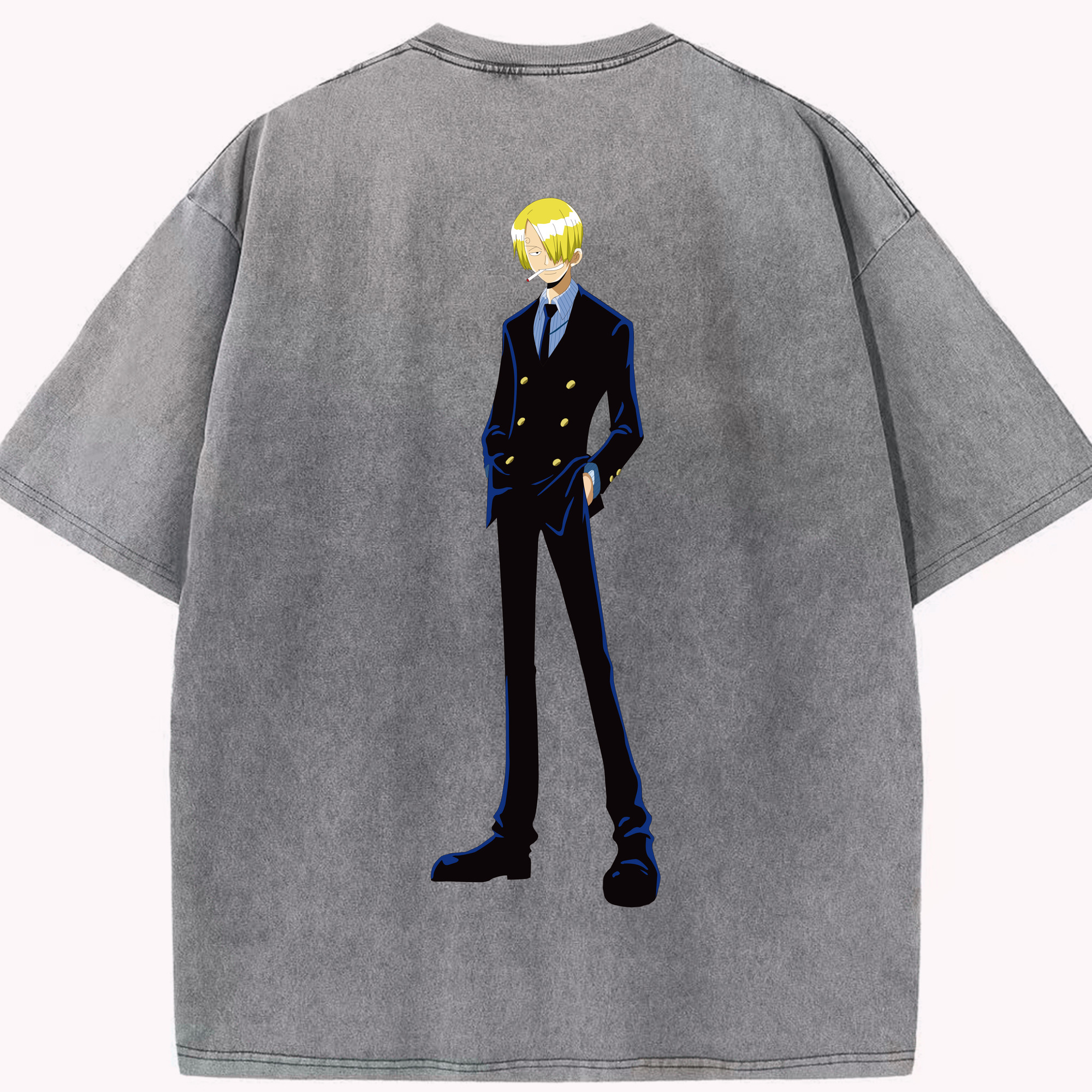 ワンピース サンジ ONE PIECE Sanji 綿100% ヴィンテージ風 半袖Tシャツ（背面プリント）