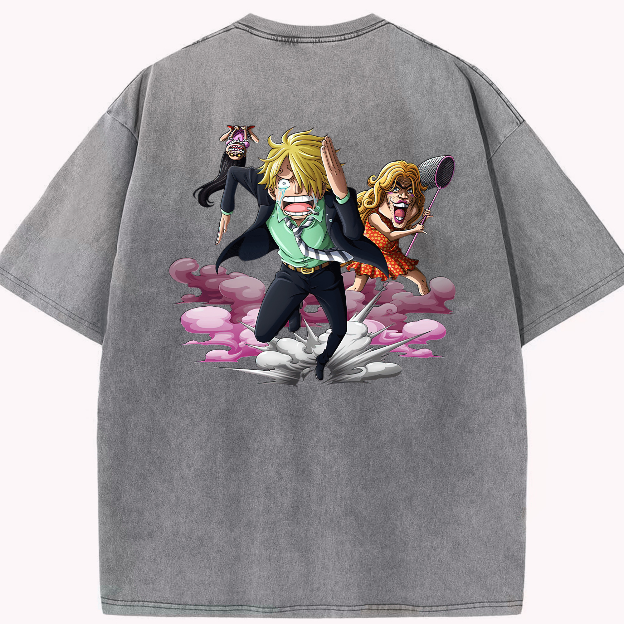 ワンピース サンジ ONE PIECE Sanji 綿100% ヴィンテージ風 半袖Tシャツ（背面プリント）