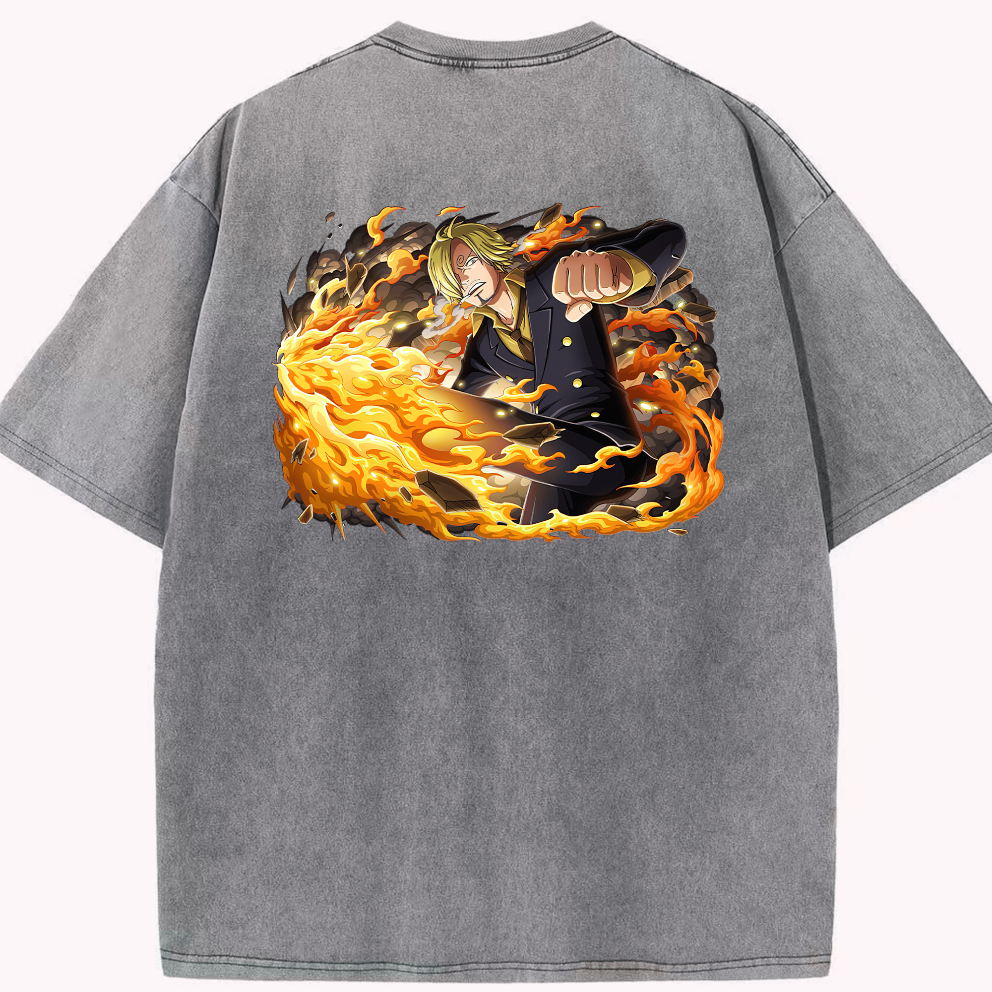 ワンピース サンジ ONE PIECE Sanji 綿100% ヴィンテージ風 半袖Tシャツ（背面プリント）