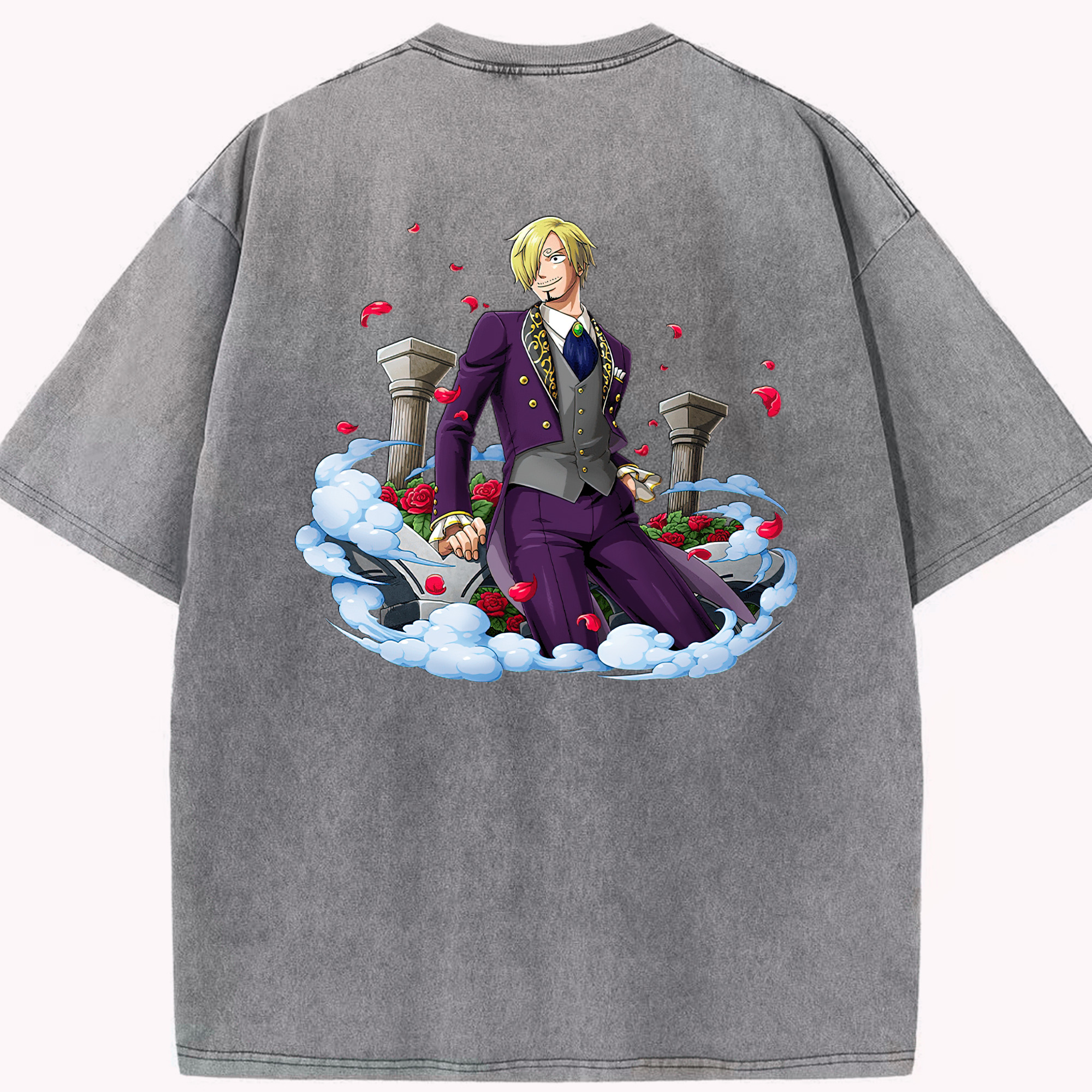 ワンピース サンジ ONE PIECE Sanji 綿100% ヴィンテージ風 半袖Tシャツ（背面プリント）