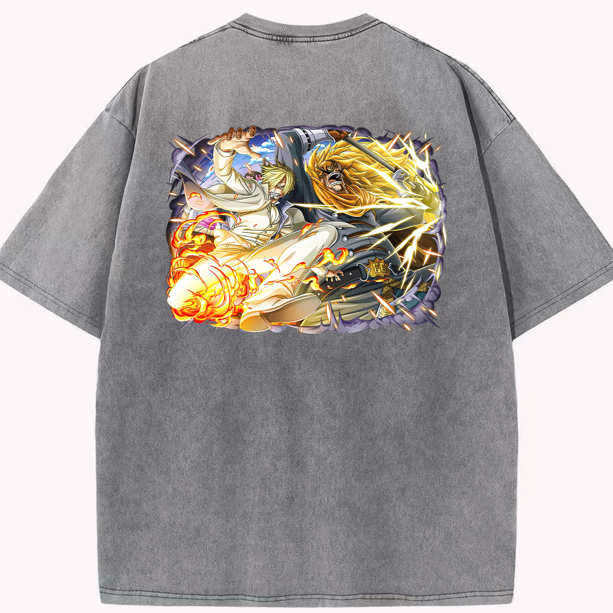 ワンピース サンジ ONE PIECE Sanji 綿100% ヴィンテージ風 半袖Tシャツ（背面プリント）