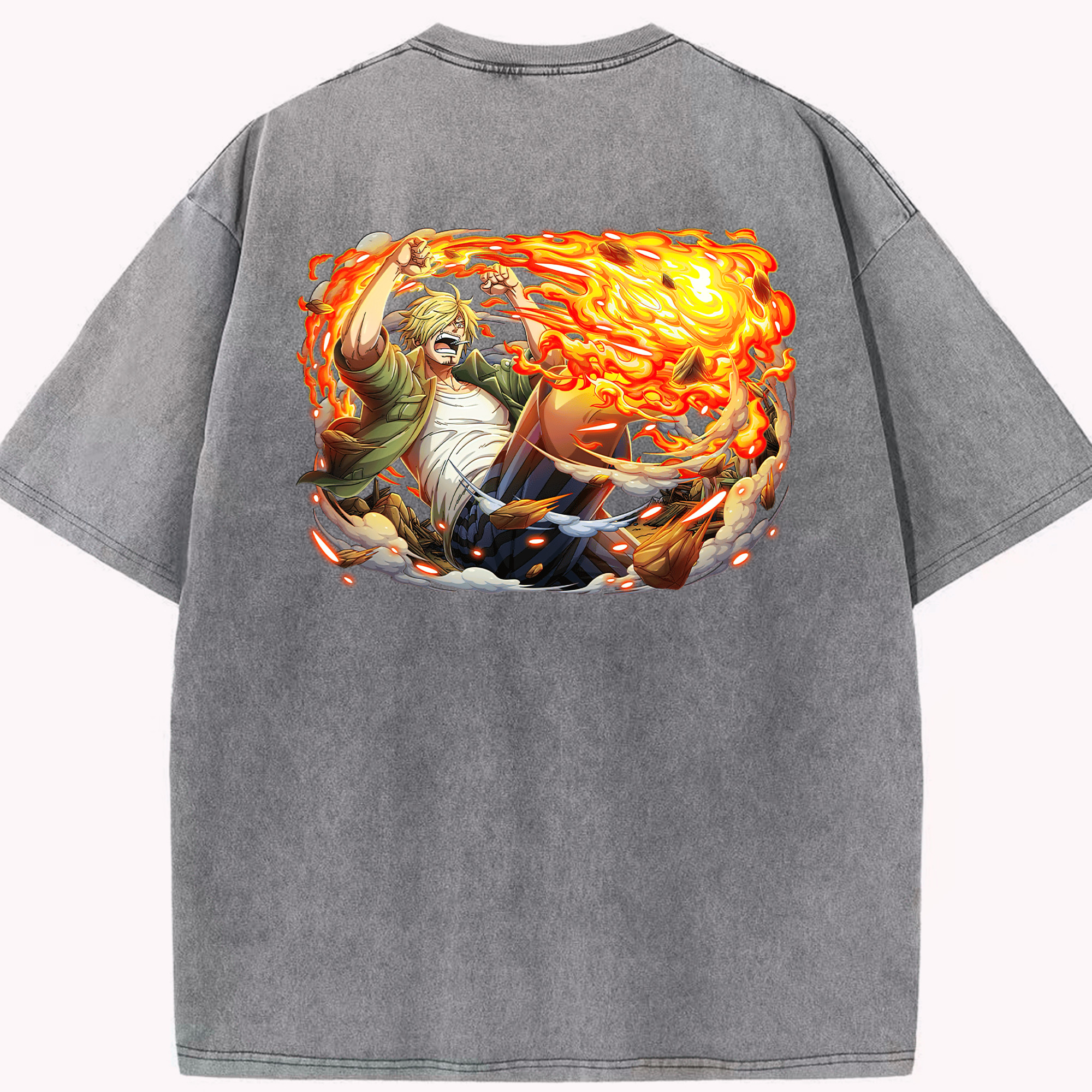 ワンピース サンジ ONE PIECE Sanji 綿100% ヴィンテージ風 半袖Tシャツ（背面プリント）