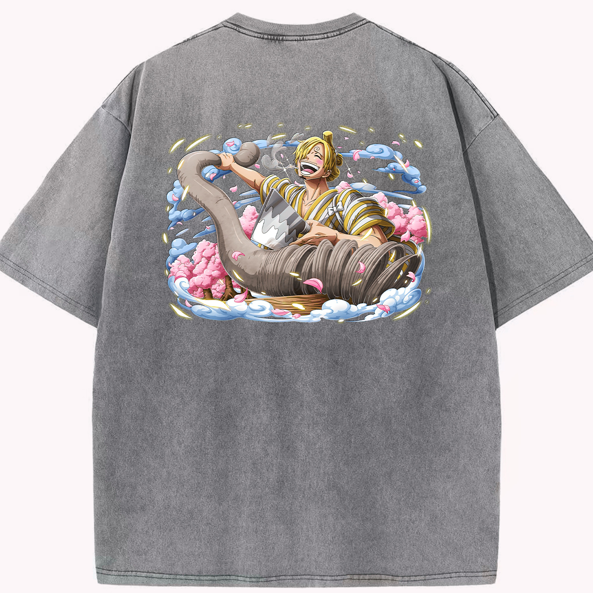 ワンピース サンジ ONE PIECE Sanji 綿100% ヴィンテージ風 半袖Tシャツ（背面プリント）