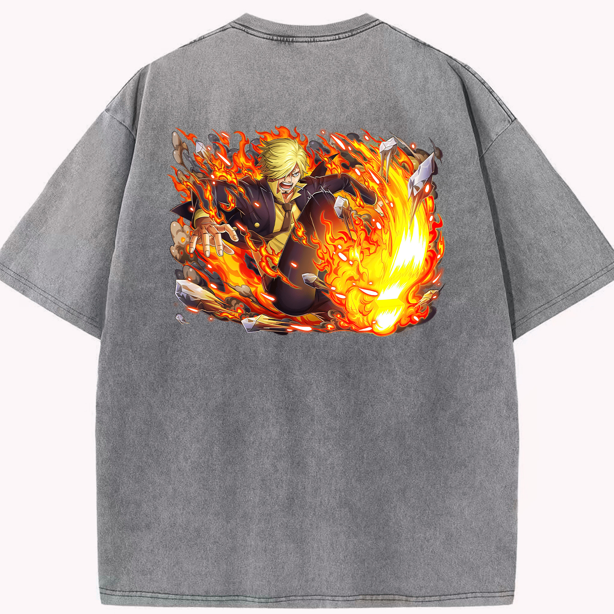 ワンピース サンジ ONE PIECE Sanji 綿100% ヴィンテージ風 半袖Tシャツ（背面プリント）