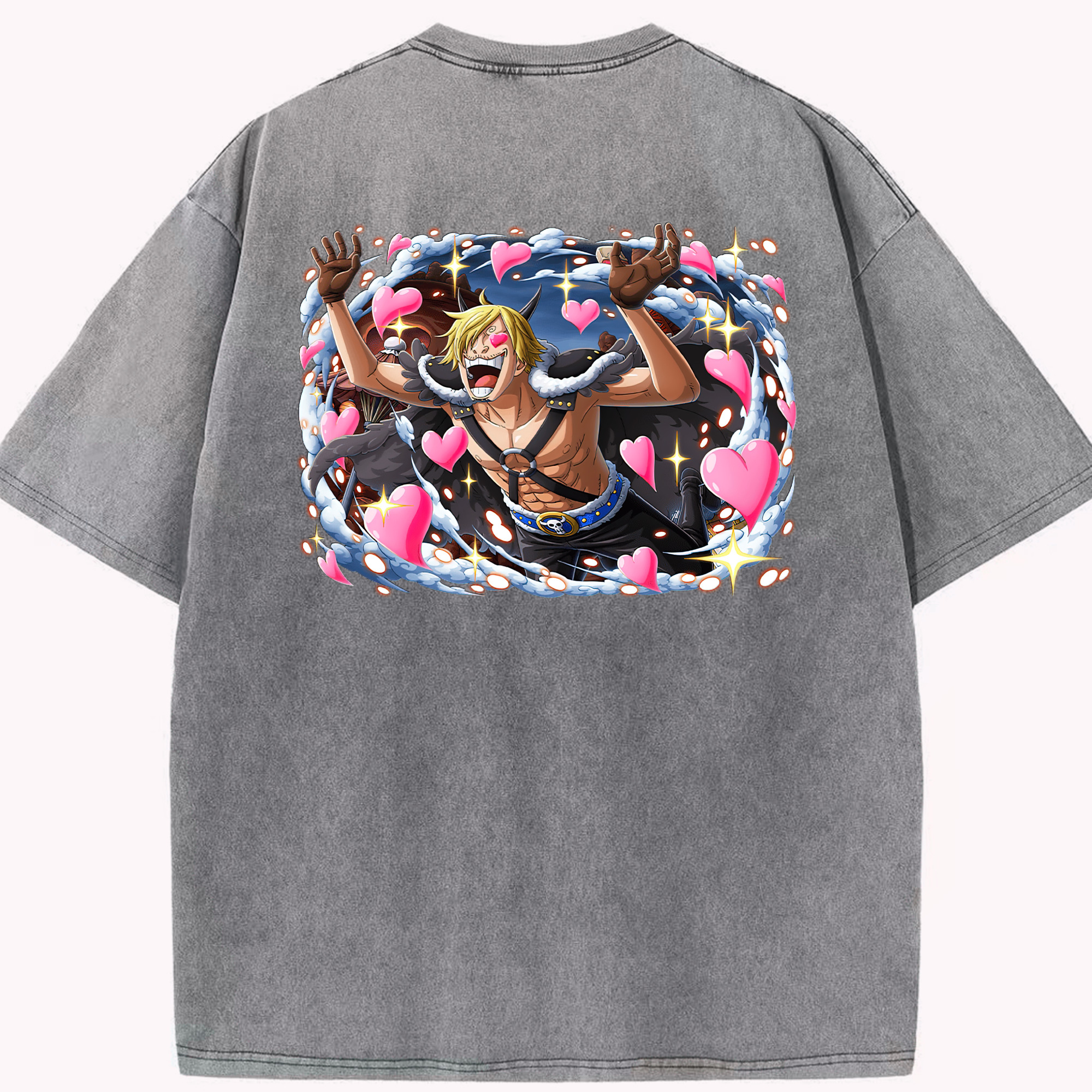 ワンピース サンジ ONE PIECE Sanji 綿100% ヴィンテージ風 半袖Tシャツ（背面プリント）