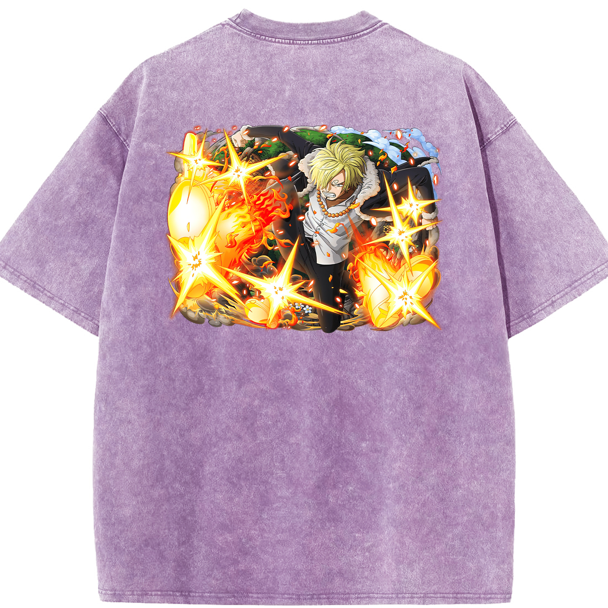 ワンピース サンジ ONE PIECE Sanji 綿100% ヴィンテージ風 半袖Tシャツ（背面プリント）