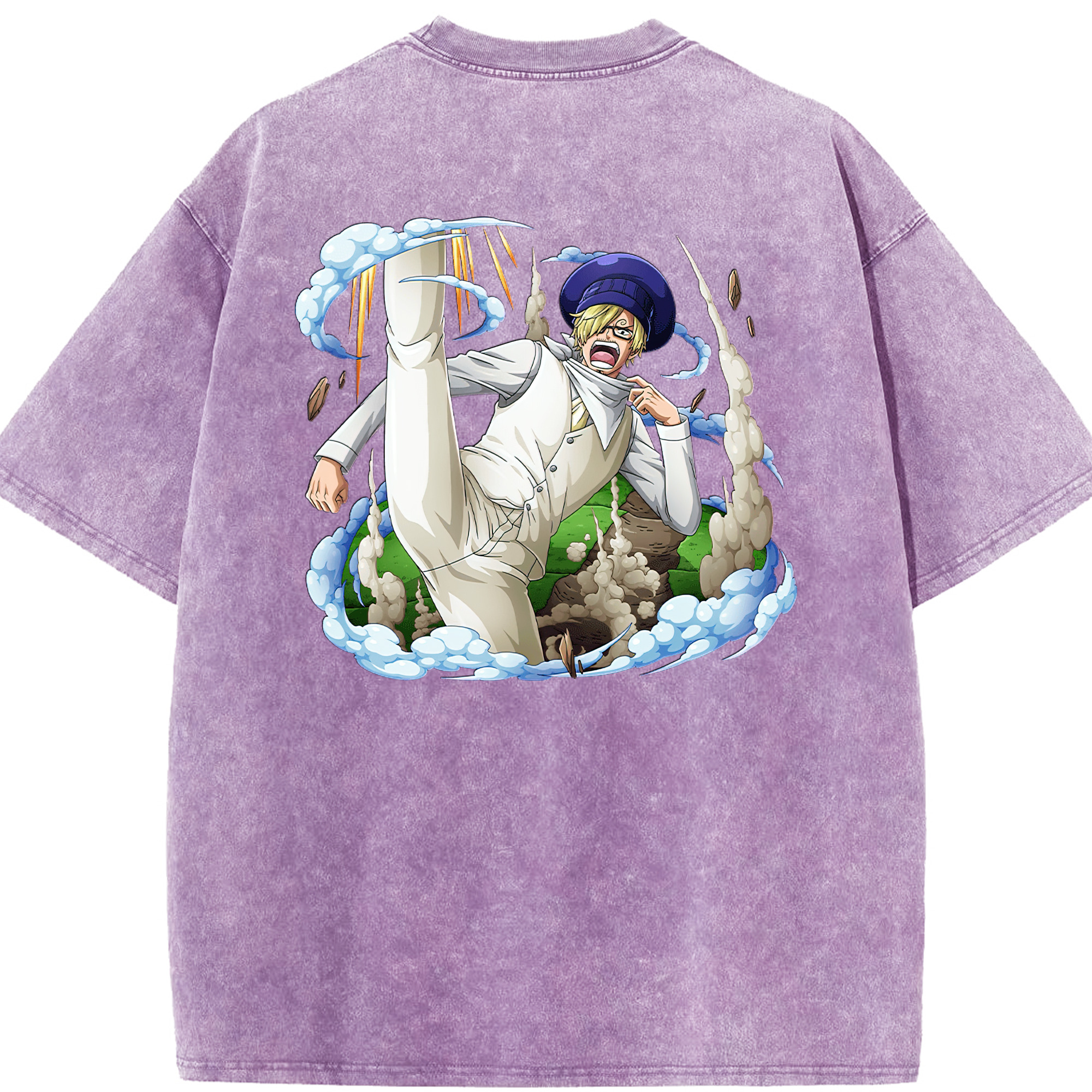 ワンピース サンジ ONE PIECE Sanji 綿100% ヴィンテージ風 半袖Tシャツ（背面プリント）