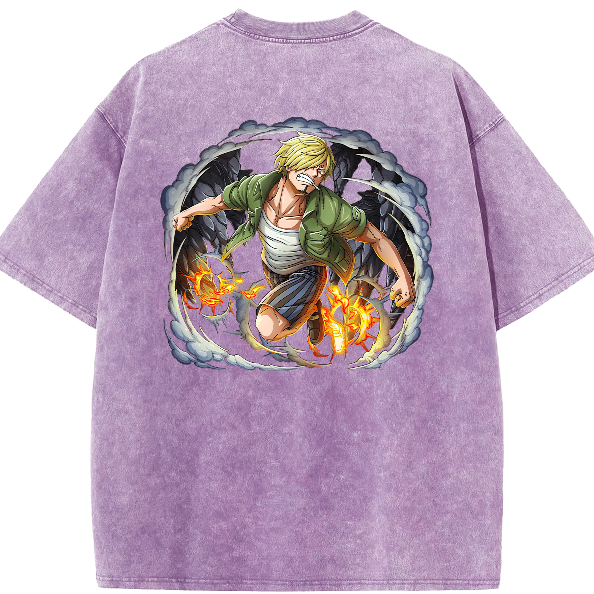ワンピース サンジ ONE PIECE Sanji 綿100% ヴィンテージ風 半袖Tシャツ（背面プリント）