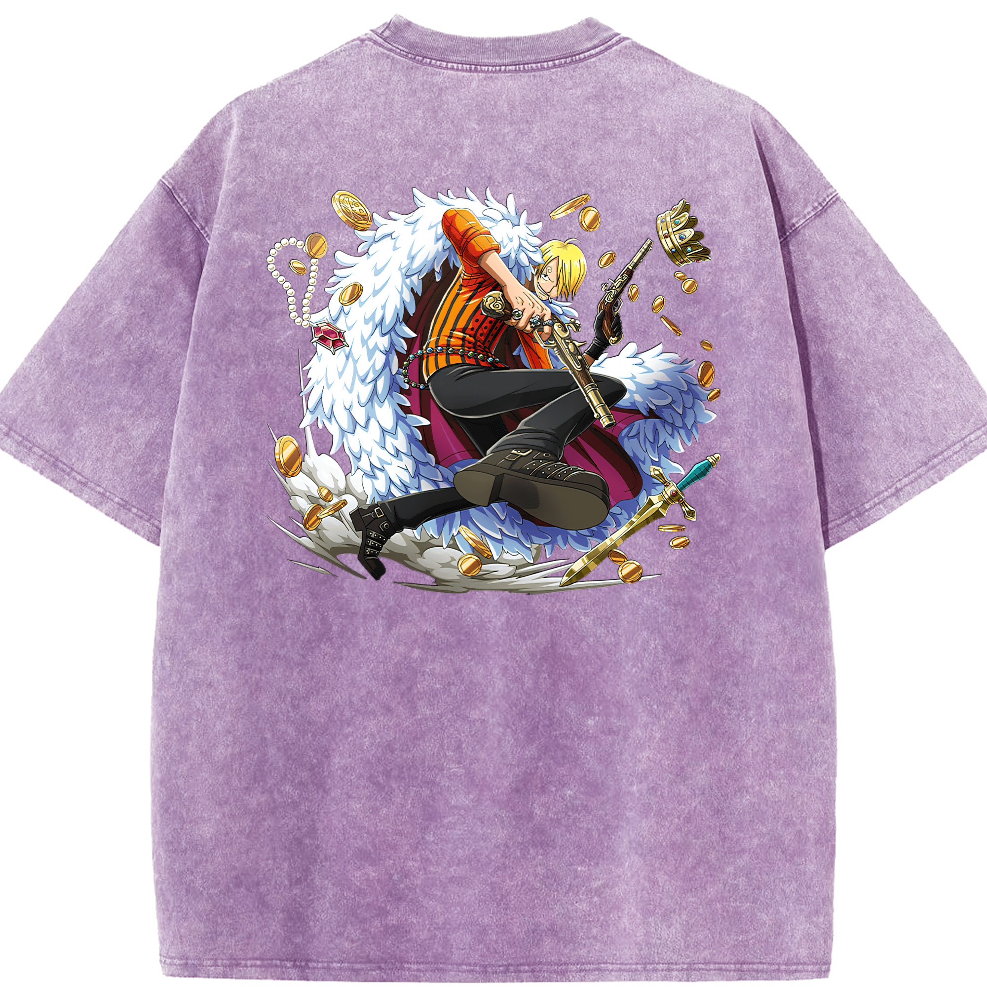 ワンピース サンジ ONE PIECE Sanji 綿100% ヴィンテージ風 半袖Tシャツ（背面プリント）