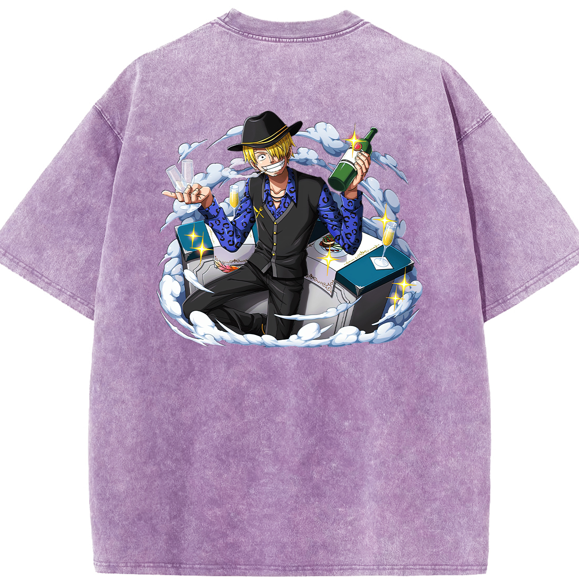 ワンピース サンジ ONE PIECE Sanji 綿100% ヴィンテージ風 半袖Tシャツ（背面プリント）