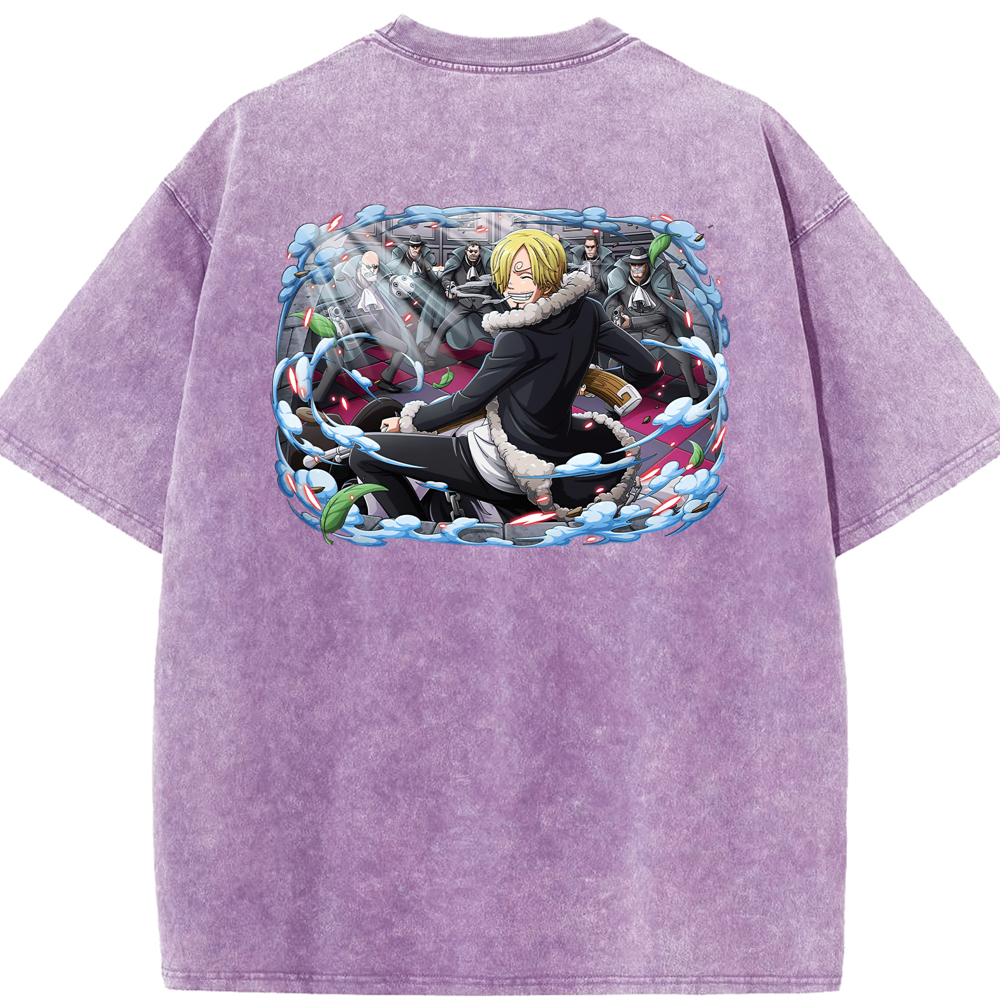 ワンピース サンジ ONE PIECE Sanji 綿100% ヴィンテージ風 半袖Tシャツ（背面プリント）