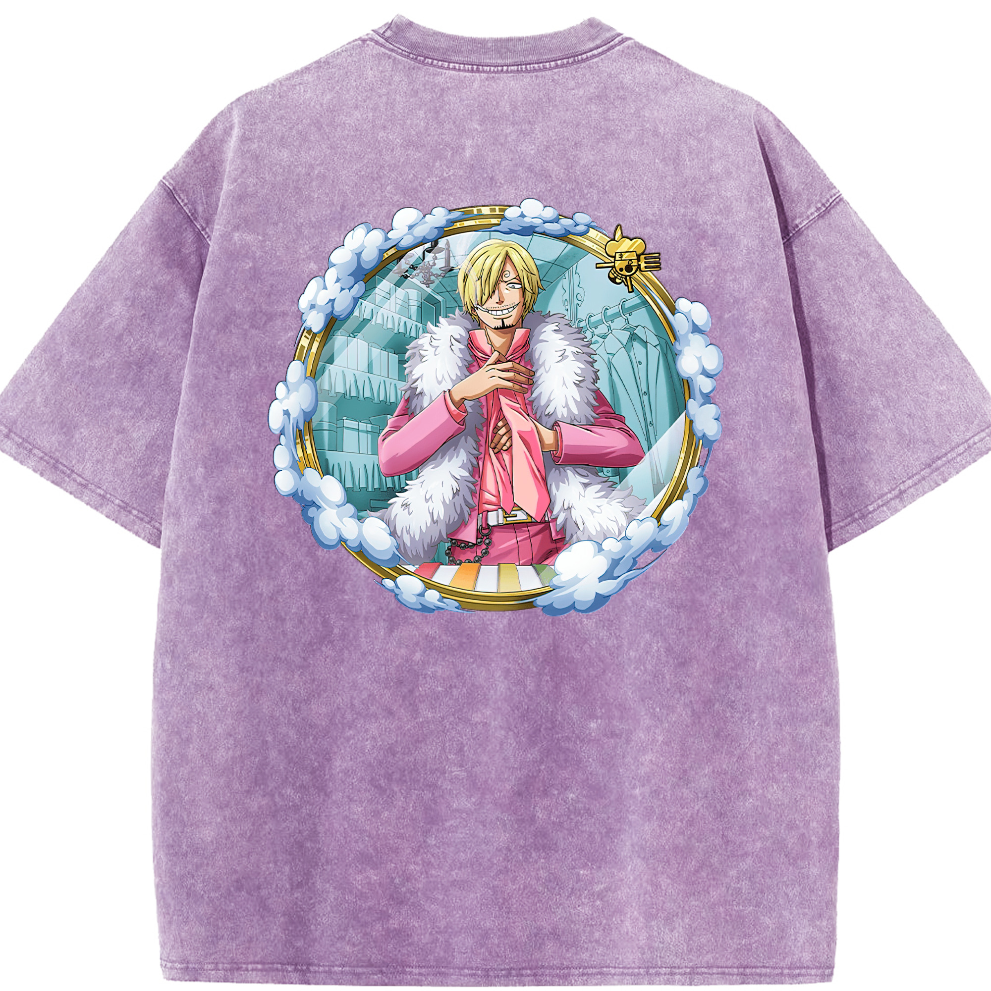 ワンピース サンジ ONE PIECE Sanji 綿100% ヴィンテージ風 半袖Tシャツ（背面プリント）