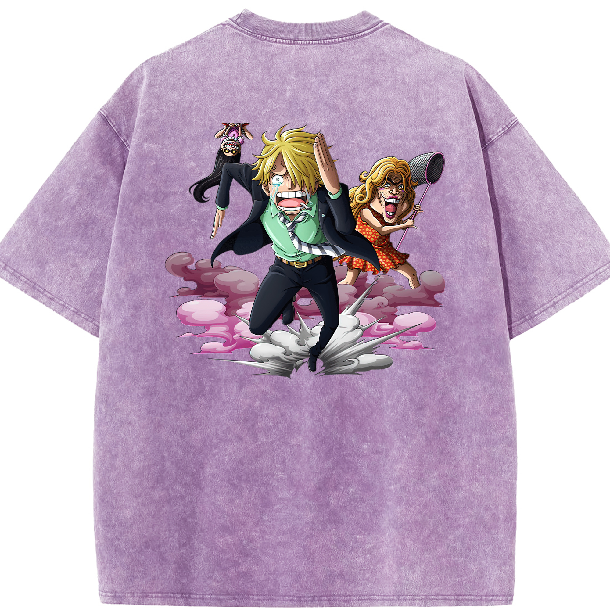 ワンピース サンジ ONE PIECE Sanji 綿100% ヴィンテージ風 半袖Tシャツ（背面プリント）