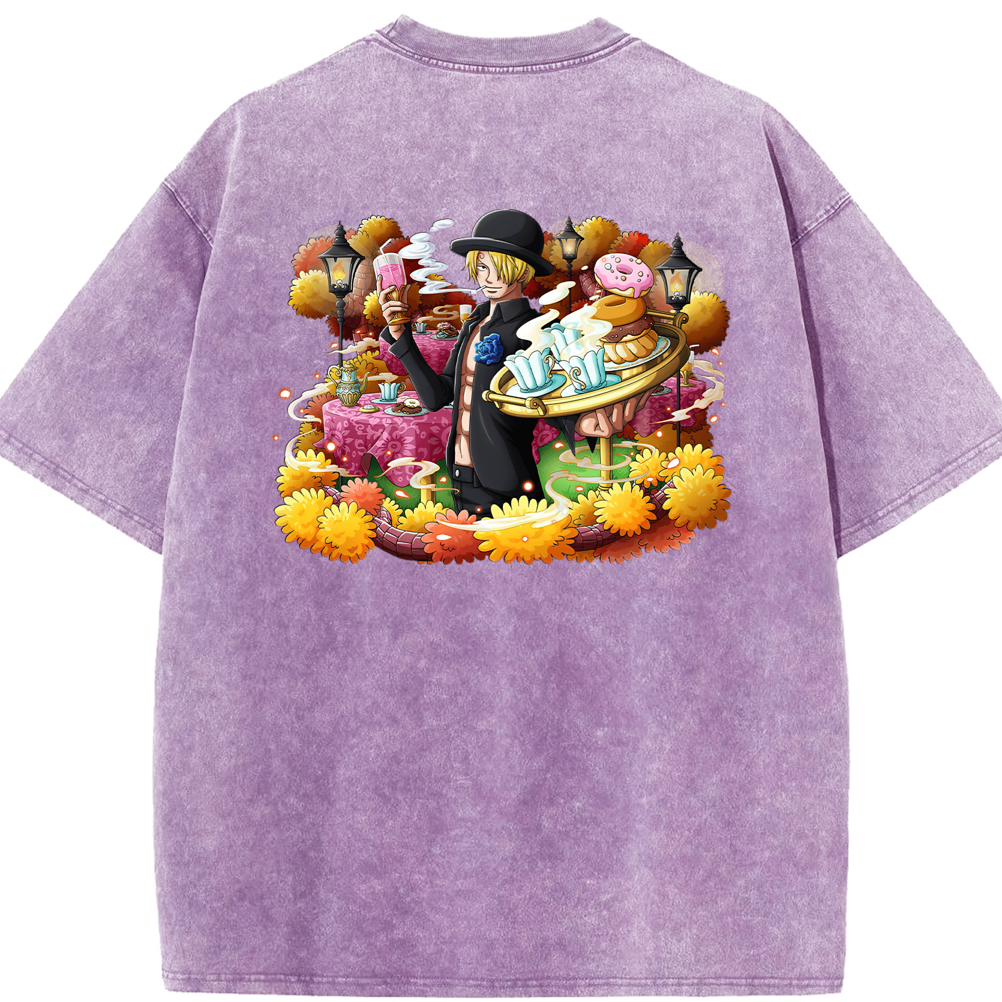 ワンピース サンジ ONE PIECE Sanji 綿100% ヴィンテージ風 半袖Tシャツ（背面プリント）