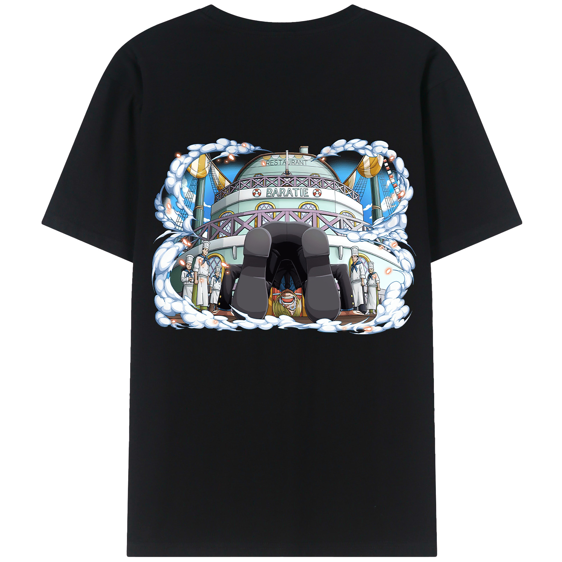 （画像用） ワンピース サンジ ONE PIECE Sanji 綿100％ メンズ半袖Tシャツ（バックプリント） 通気性