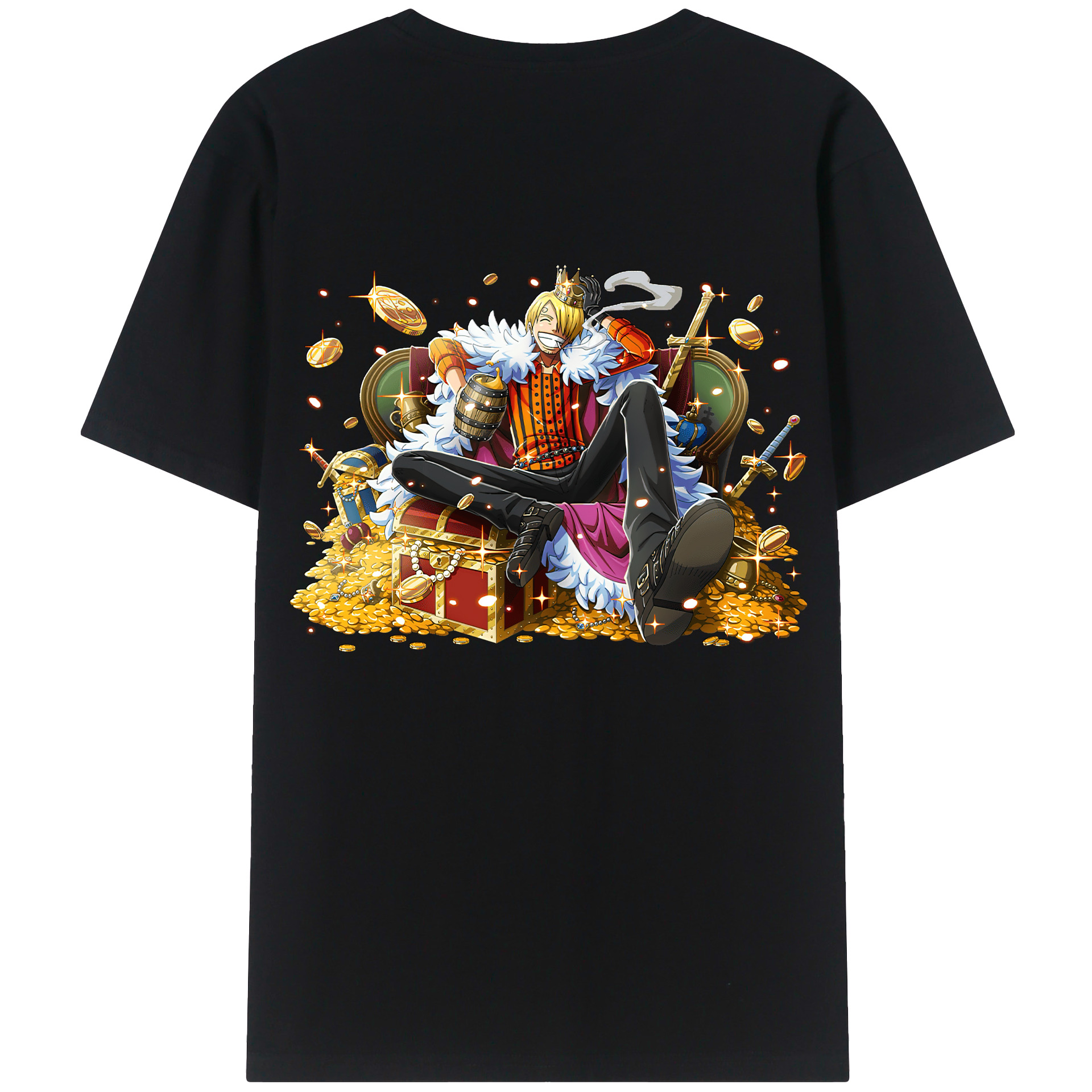 （画像用） ワンピース サンジ ONE PIECE Sanji 綿100％ メンズ半袖Tシャツ（バックプリント） 通気性