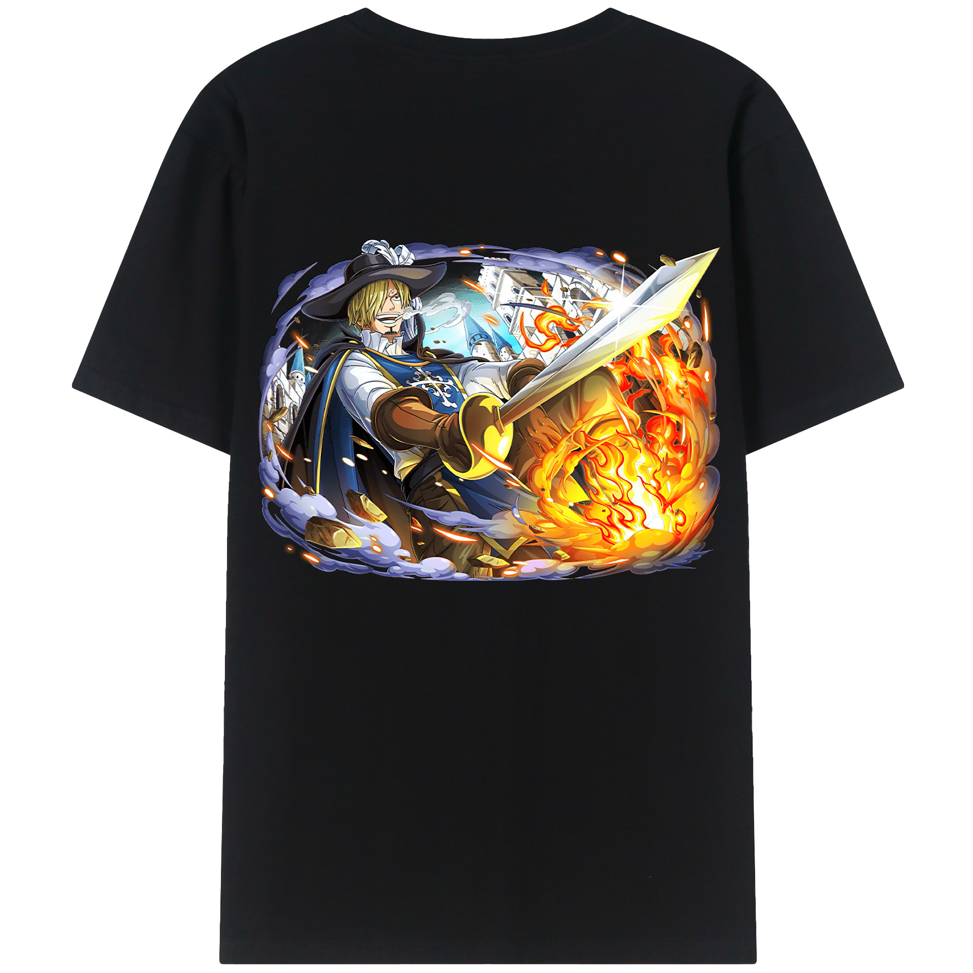 （画像用） ワンピース サンジ ONE PIECE Sanji 綿100％ メンズ半袖Tシャツ（バックプリント） 通気性