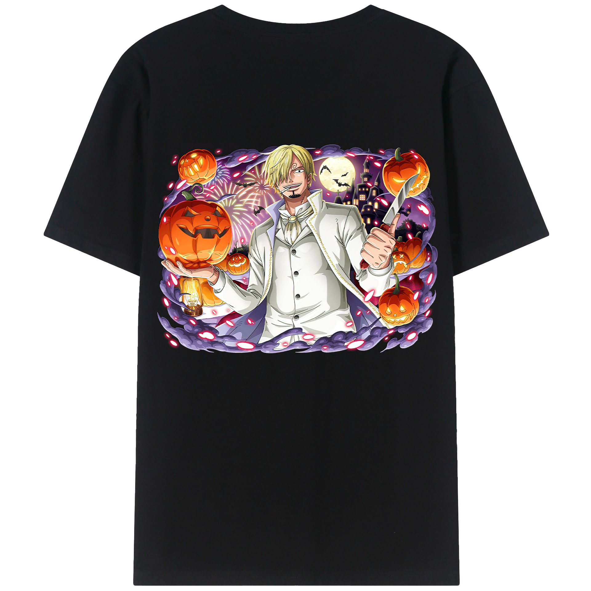 （画像用） ワンピース サンジ ONE PIECE Sanji 綿100％ メンズ半袖Tシャツ（バックプリント） 通気性