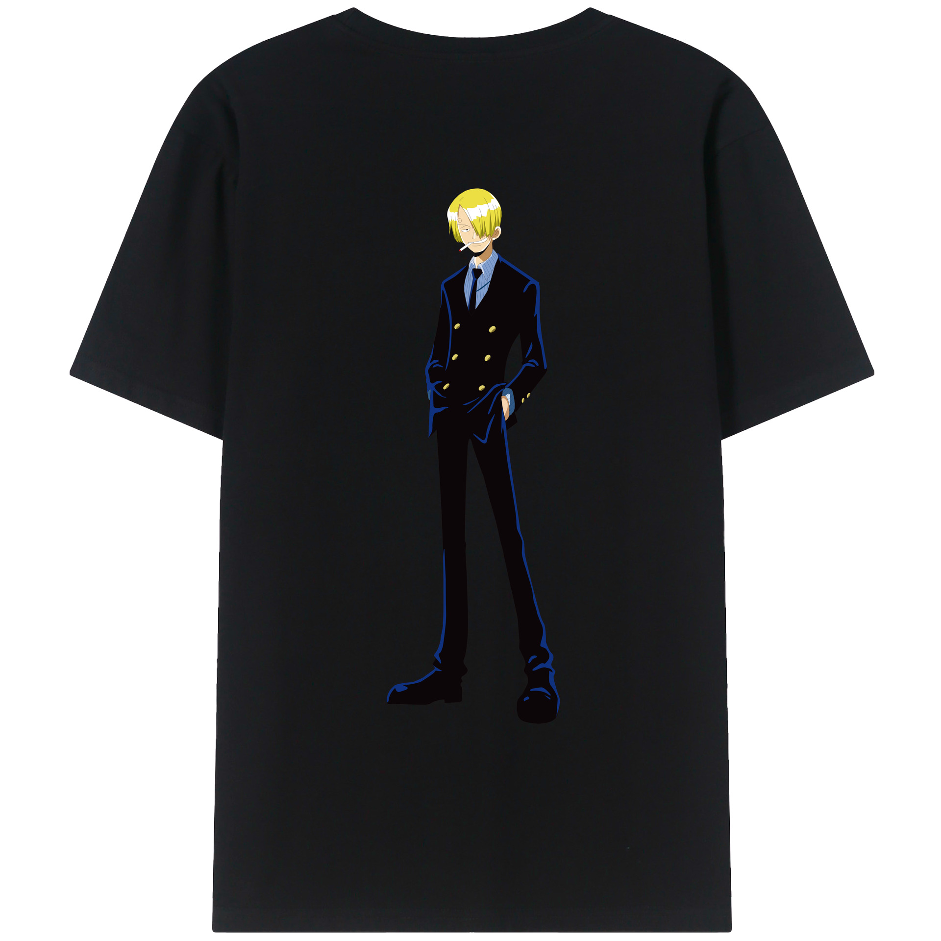 （画像用） ワンピース サンジ ONE PIECE Sanji 綿100％ メンズ半袖Tシャツ（バックプリント） 通気性