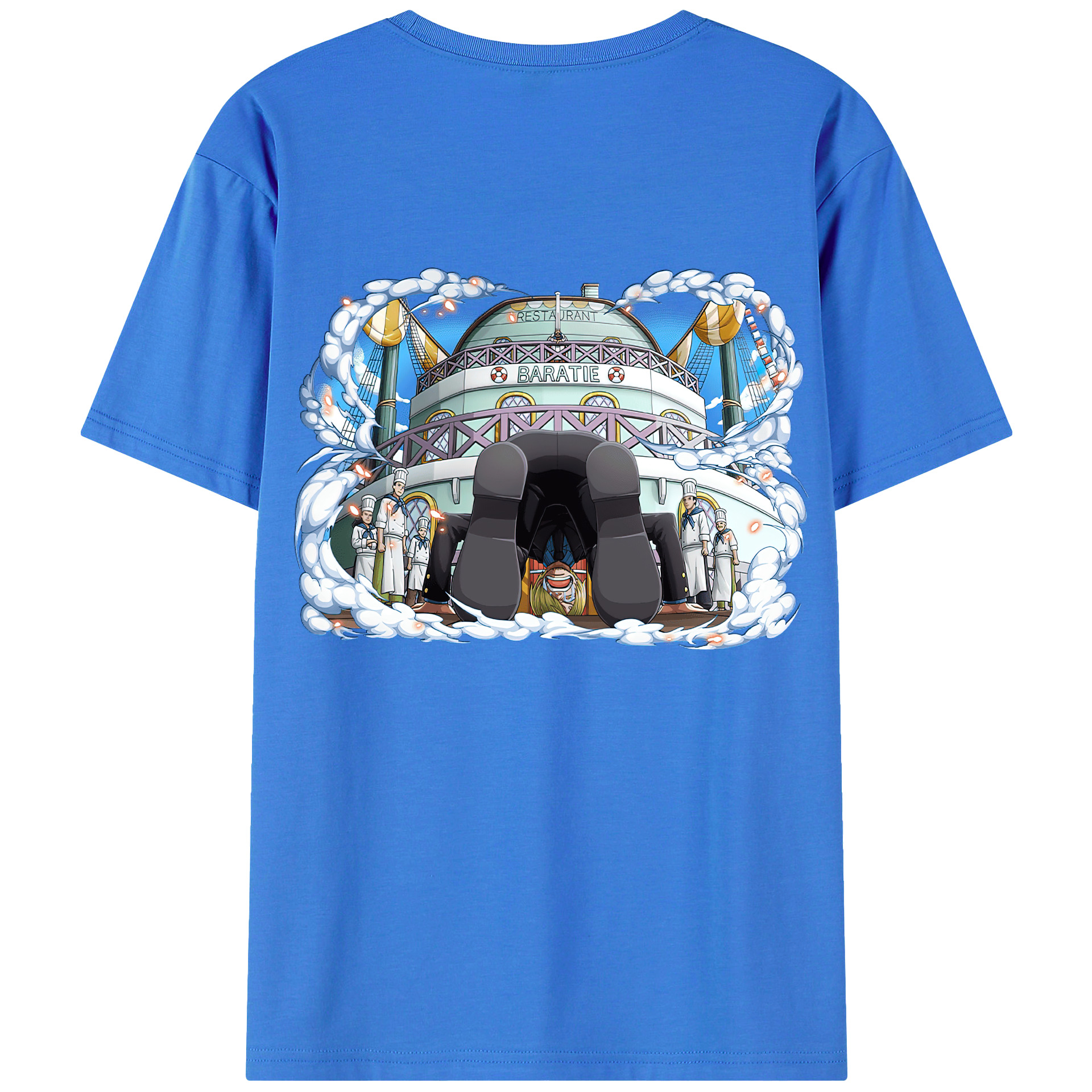 （画像用） ワンピース サンジ ONE PIECE Sanji 綿100％ メンズ半袖Tシャツ（バックプリント） 通気性