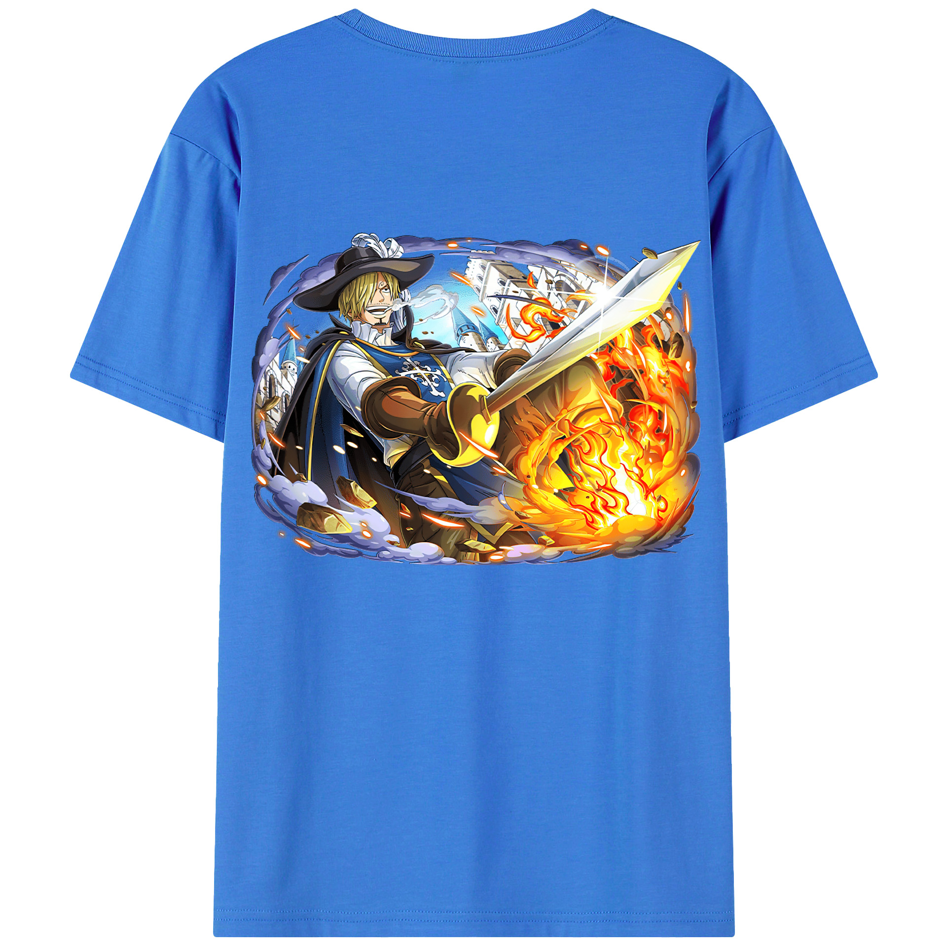 （画像用） ワンピース サンジ ONE PIECE Sanji 綿100％ メンズ半袖Tシャツ（バックプリント） 通気性