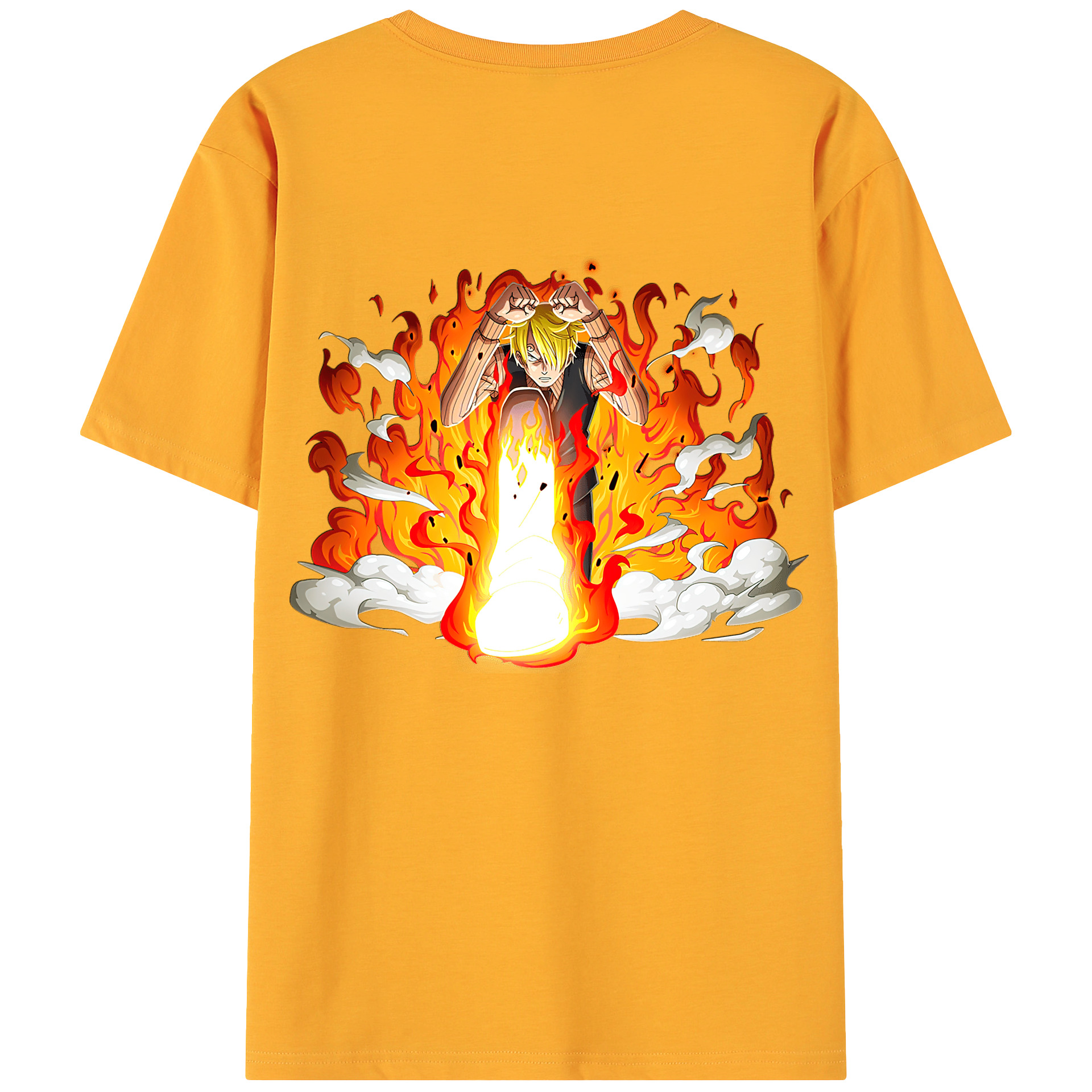 （画像用） ワンピース サンジ ONE PIECE Sanji 綿100％ メンズ半袖Tシャツ（バックプリント） 通気性