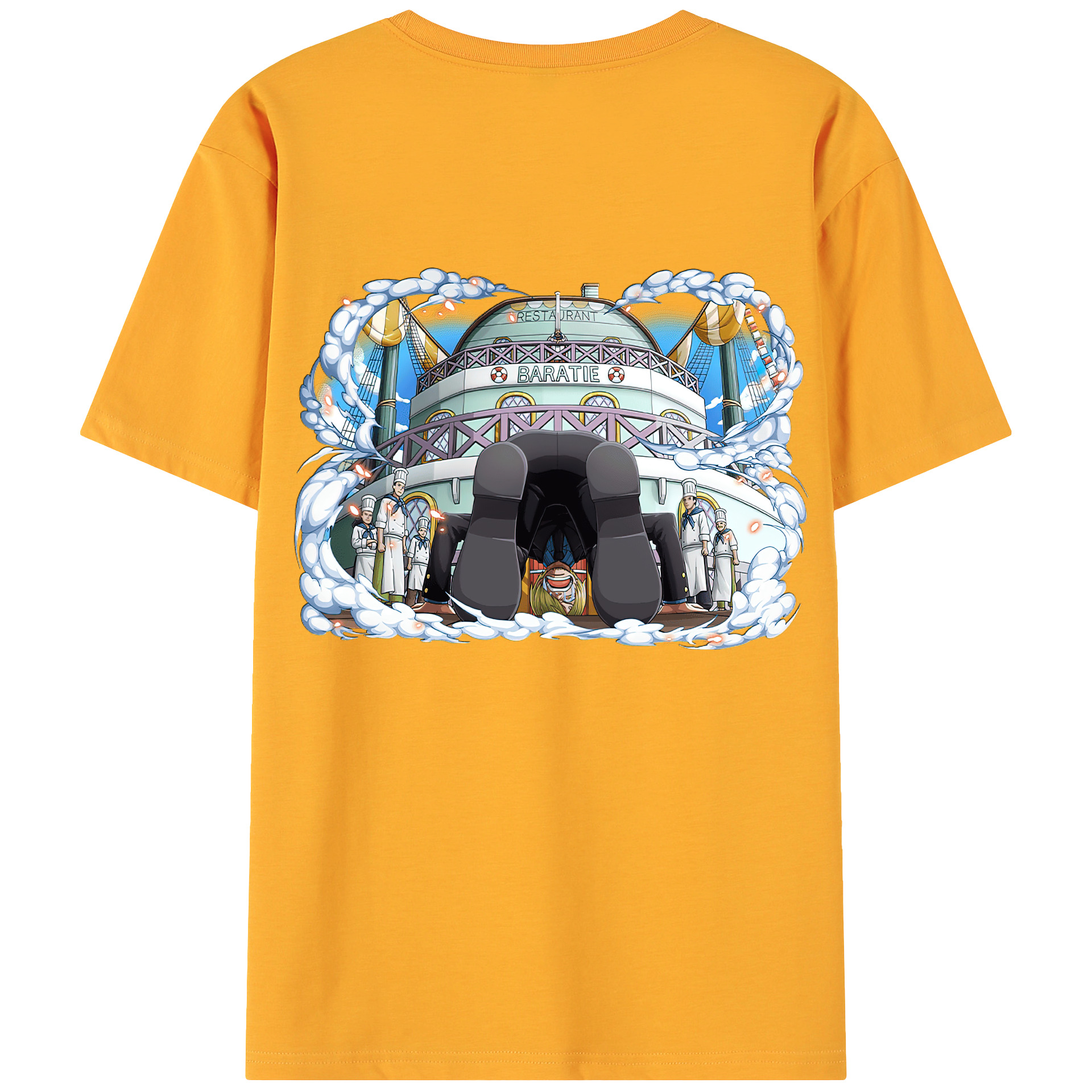 （画像用） ワンピース サンジ ONE PIECE Sanji 綿100％ メンズ半袖Tシャツ（バックプリント） 通気性